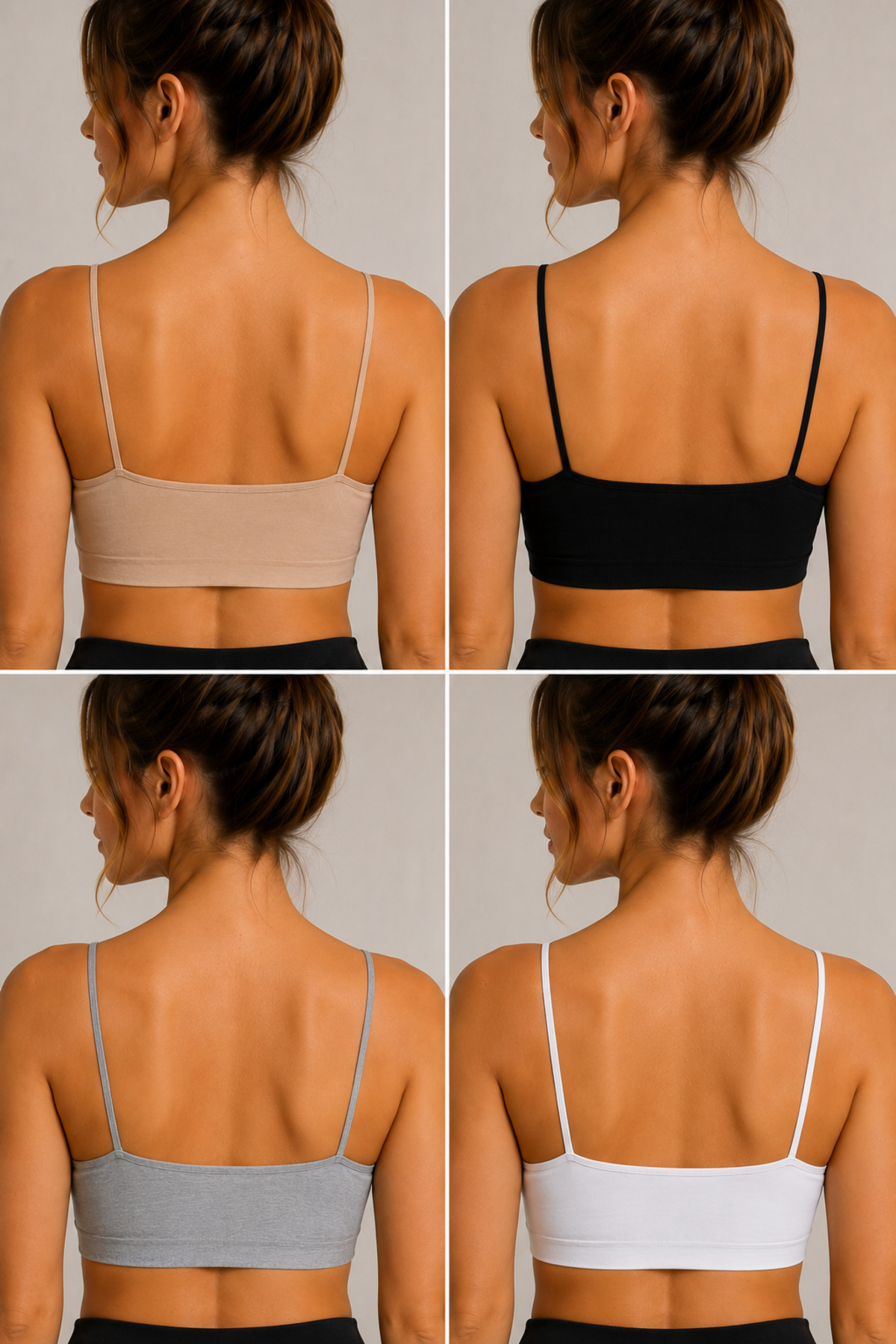 Pijamask Kadın İnce Askılı Crop Top Basic Esnek Büstiyer Atlet görsel 6