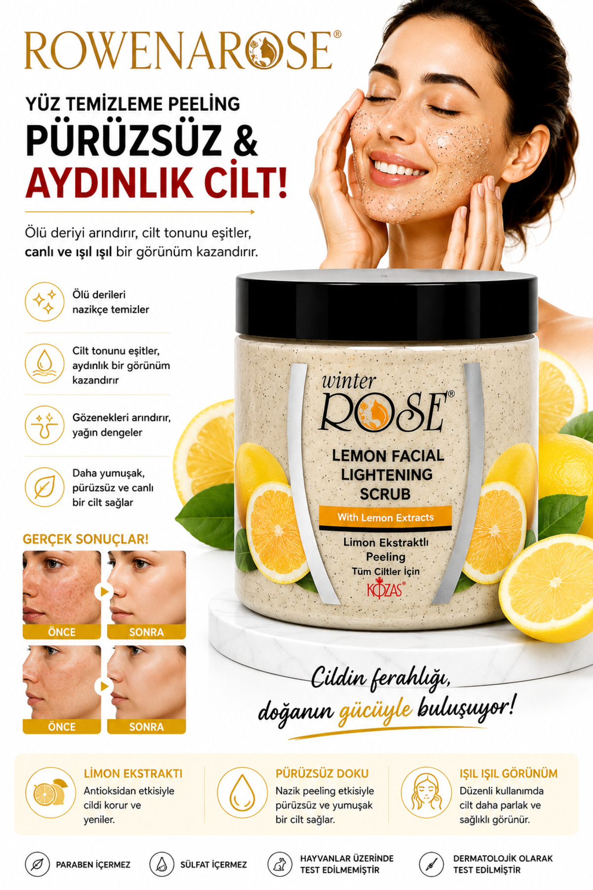 ROWENAROSE Limon Yüz Temizleme Peelingi 500ml — rw82727736339