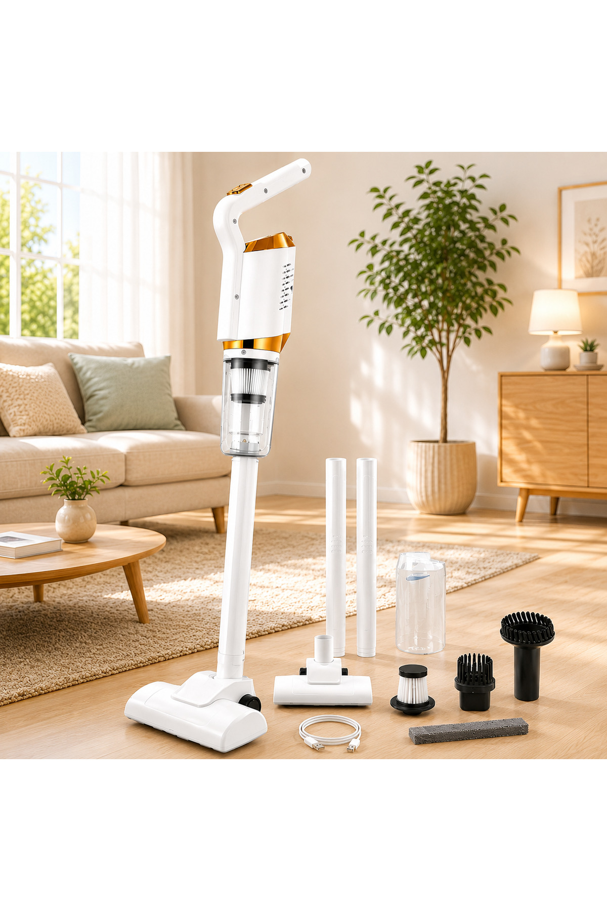 EMATTEIRO 2-in-1 Upright and Handheld Vacuum Cleaner, Cordless, with Removabl...