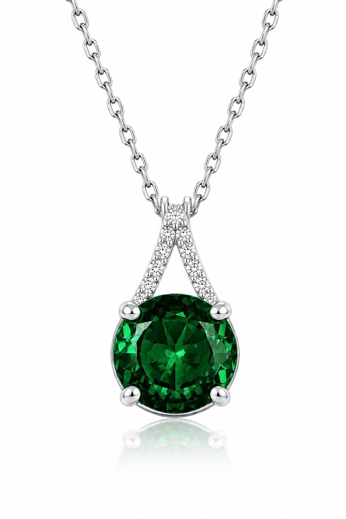 eva'sjewellery diamond Zümrüt Taşlı Kolye 925 Ayar Gümüş, 18 Ayar Gerçek Altın Kaplama, Zirkon Detaylı, Sertifikalı ve Işıklı Hediye Kutulu görsel 5