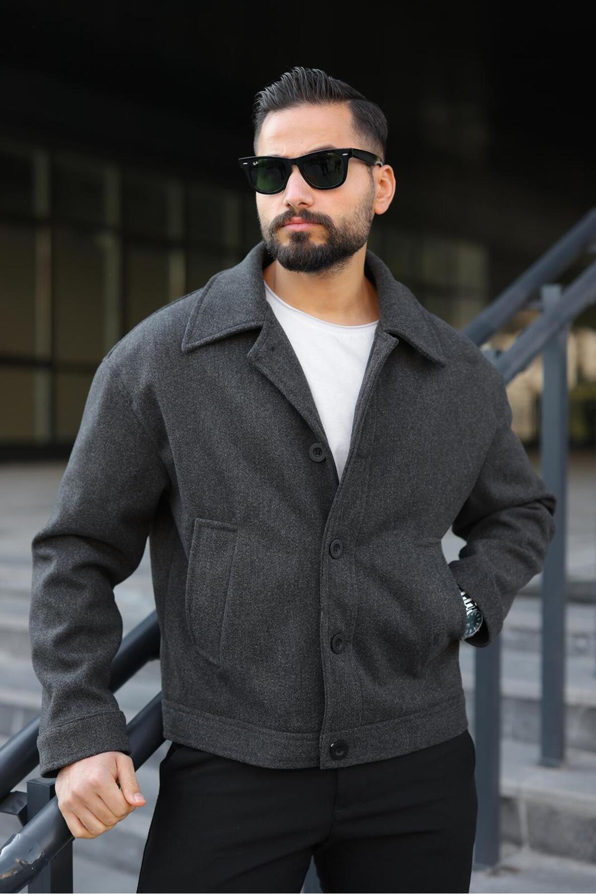 ronex Oversize Fit, Old Money Culture, Düğmeli Kaşe Ceket görsel 2