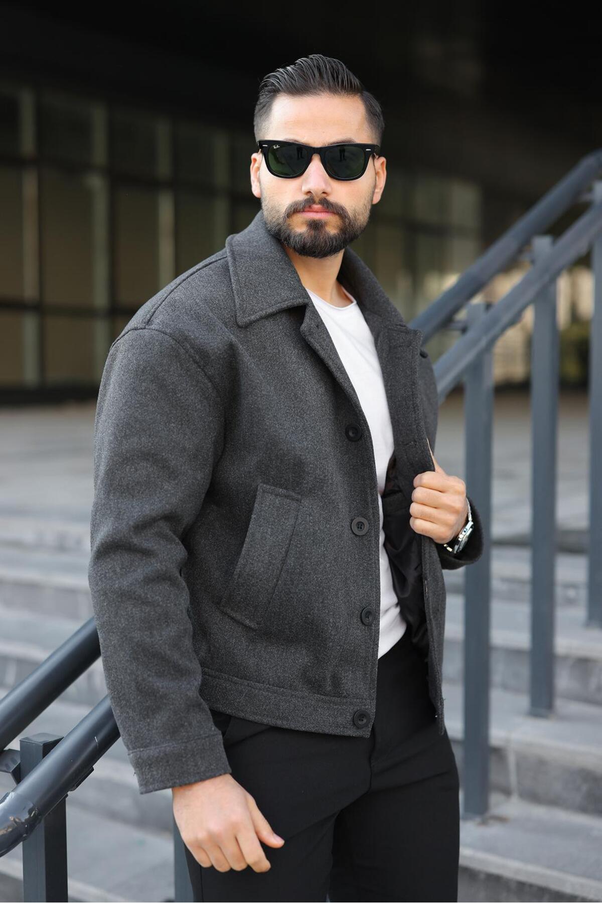 ronex Oversize Fit, Old Money Culture, Düğmeli Kaşe Ceket görsel 3