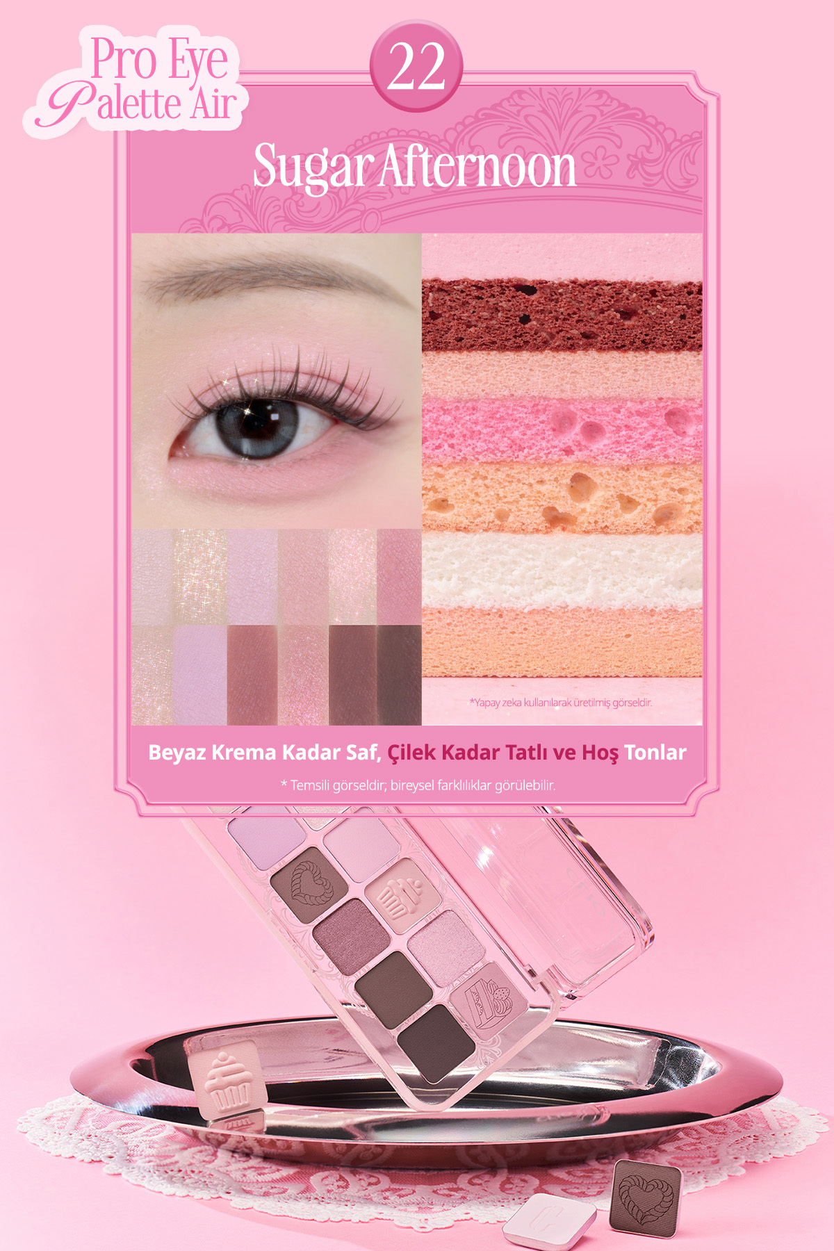 Hafif Dokulu Yoğun Renklere Sahip Göz Farı Paleti Pro Eye Palette Air (22 Sugar Afternoon) — رنگارنگ 111121 — تصویر 3 از 9