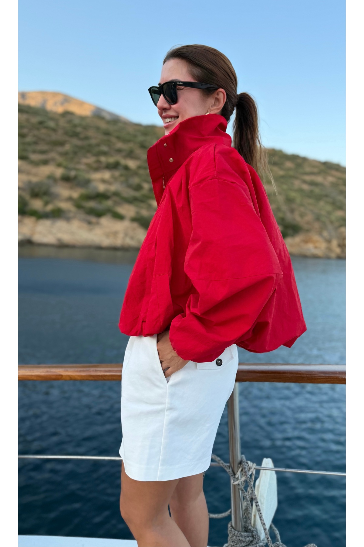 Aurélie Gold çıtçıtlı funnel neck bomber rüzgarlık görsel 5