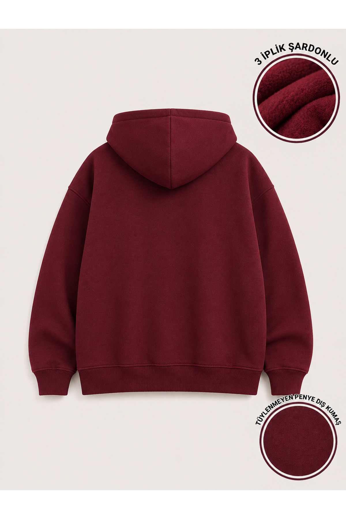 LG LAGULER Unisex Fermuarlı Polarlı Kapüşonlu Kanguru Cepli Oversize Kışlık Hoodie Ceket görsel 2