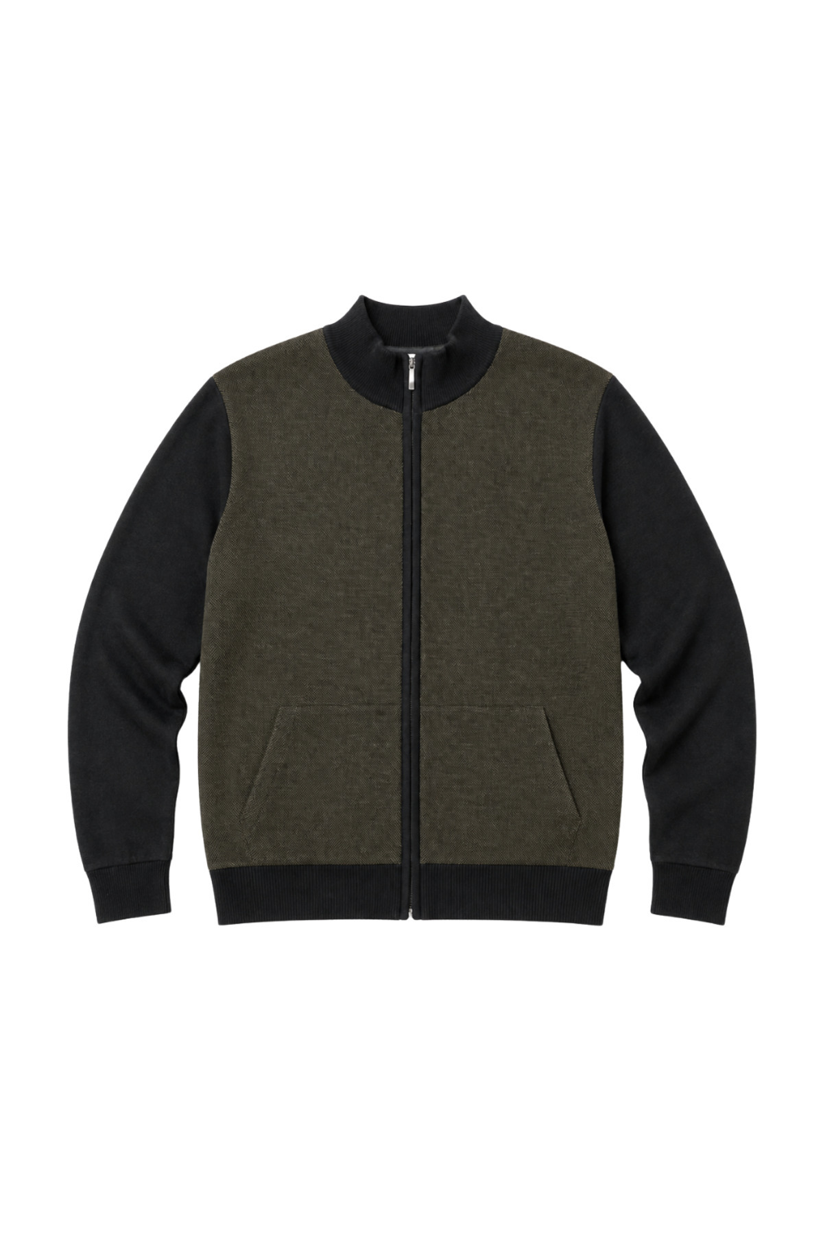 BattalModa Erkek Büyük Beden Haki Arven Dik Yaka Cepli Triko Hırka 5XL-6XL-7XL-8XL görsel 4