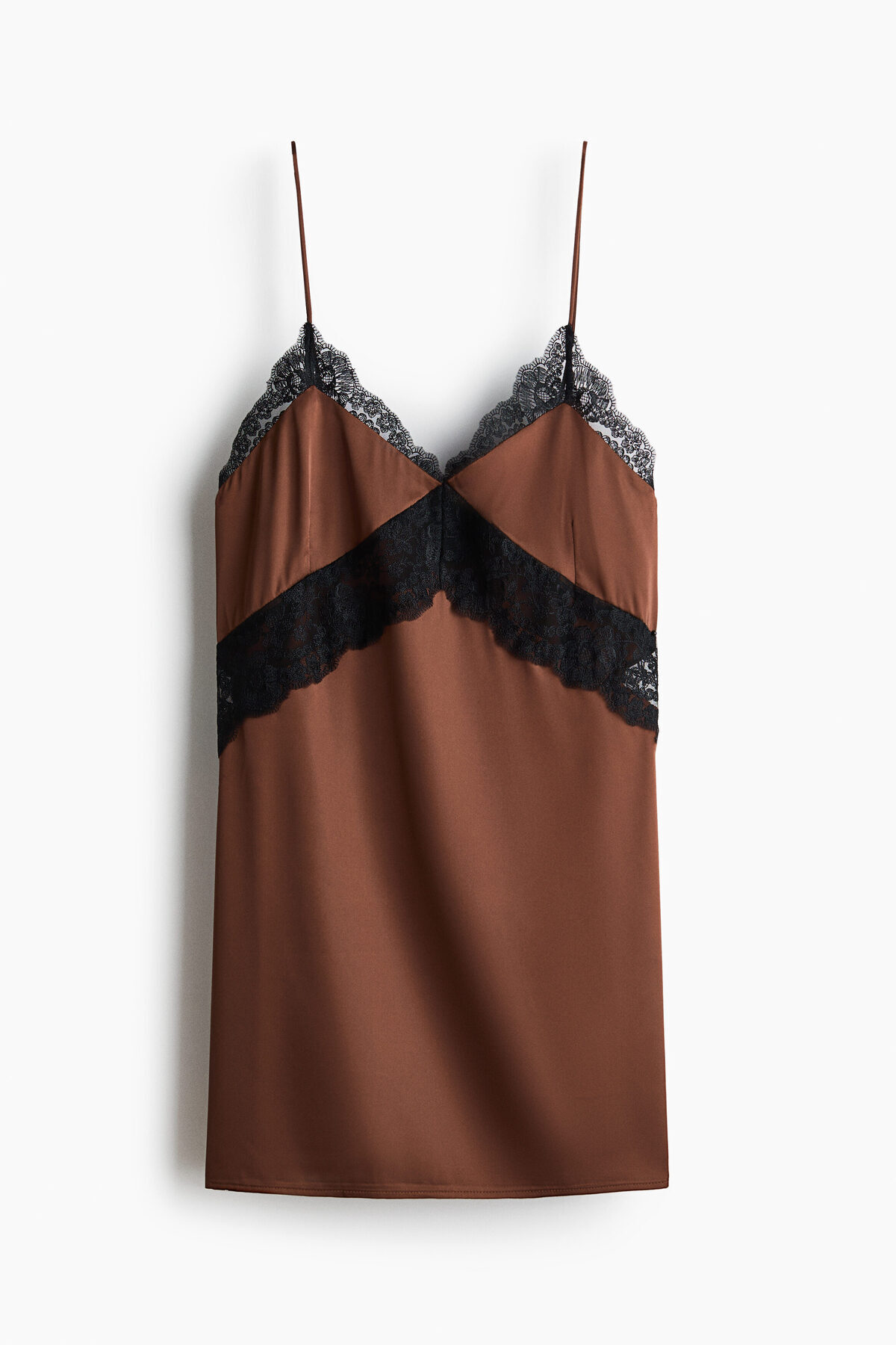 H&M Dantel Şeritli Saten Gecelik görsel 3