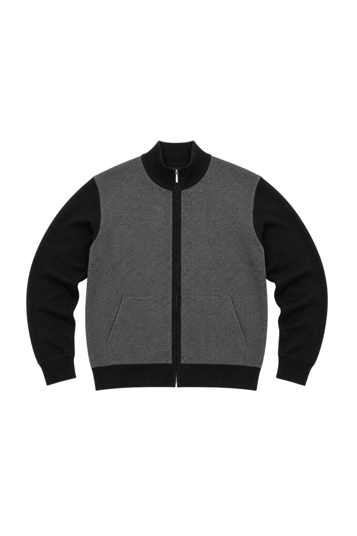 BattalModa Erkek Büyük Beden Siyah Arven Dik Yaka Cepli Triko Hırka 5XL-6XL-7XL-8XL görsel 4