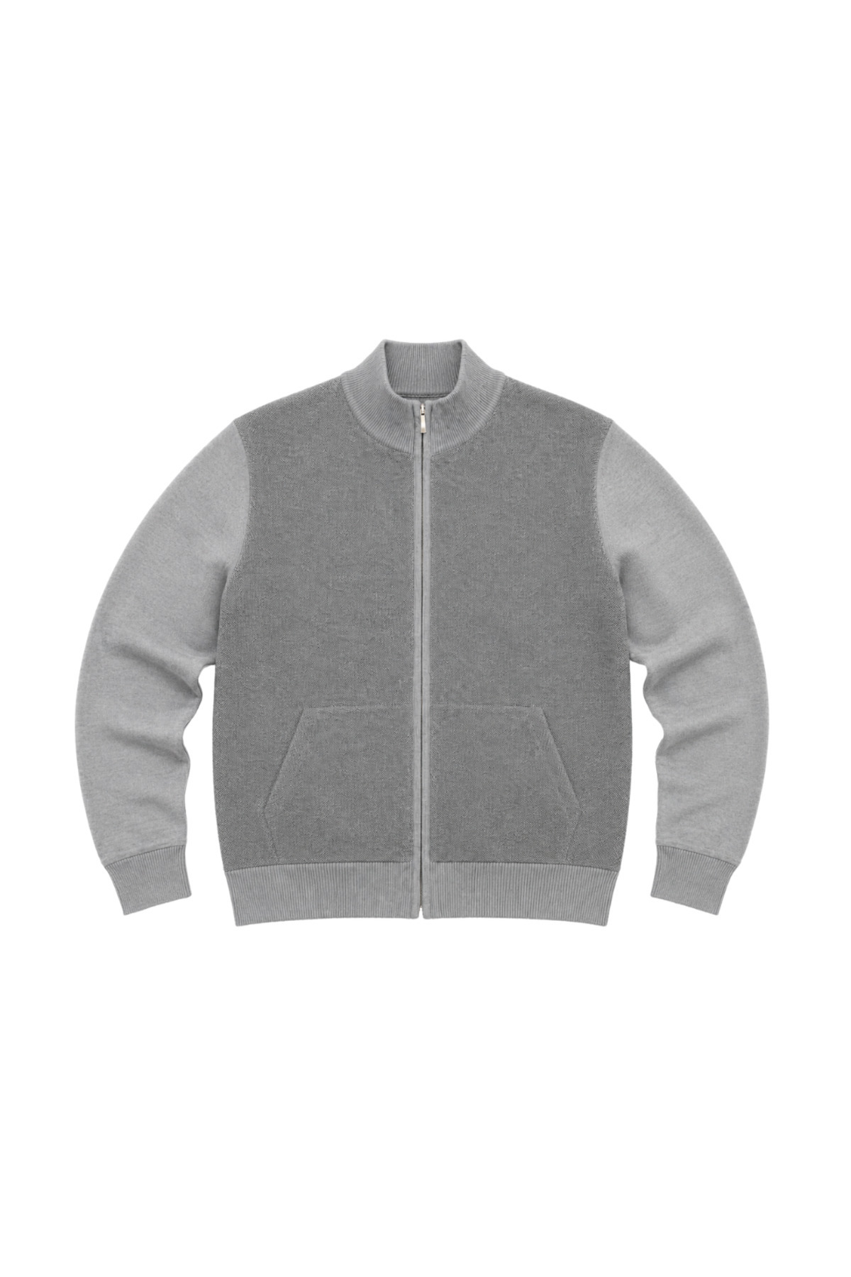 BattalModa Erkek Büyük Beden Gri Arven Dik Yaka Cepli Triko Hırka 5XL-6XL-7XL-8XL görsel 4