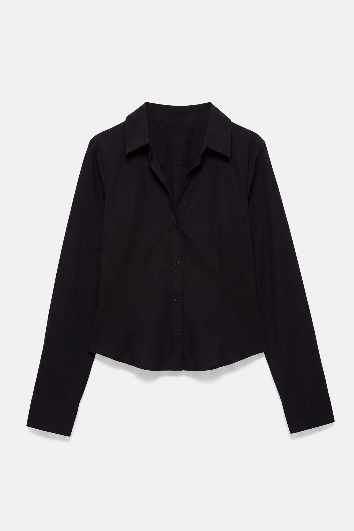 Pull & Bear Geniş manşetli vücuda oturan gömlek görsel 6