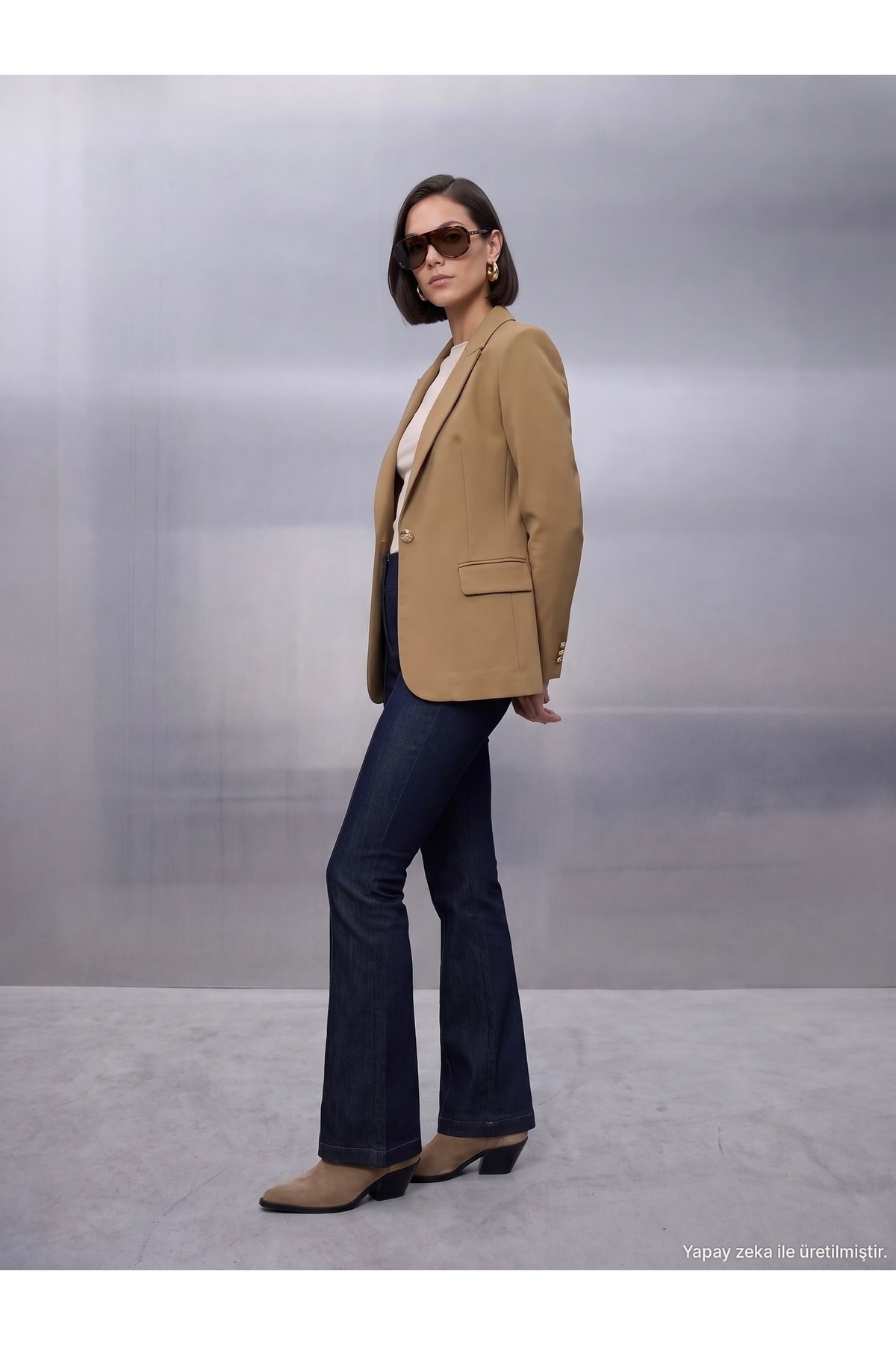 Dilvin 60816 Vücuda Oturan Blazer-Yağ Yeşil