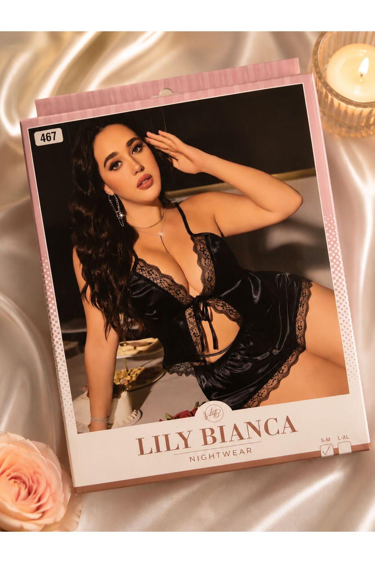 Lillie Lily Bianca saten fantezi gecelik (467)
