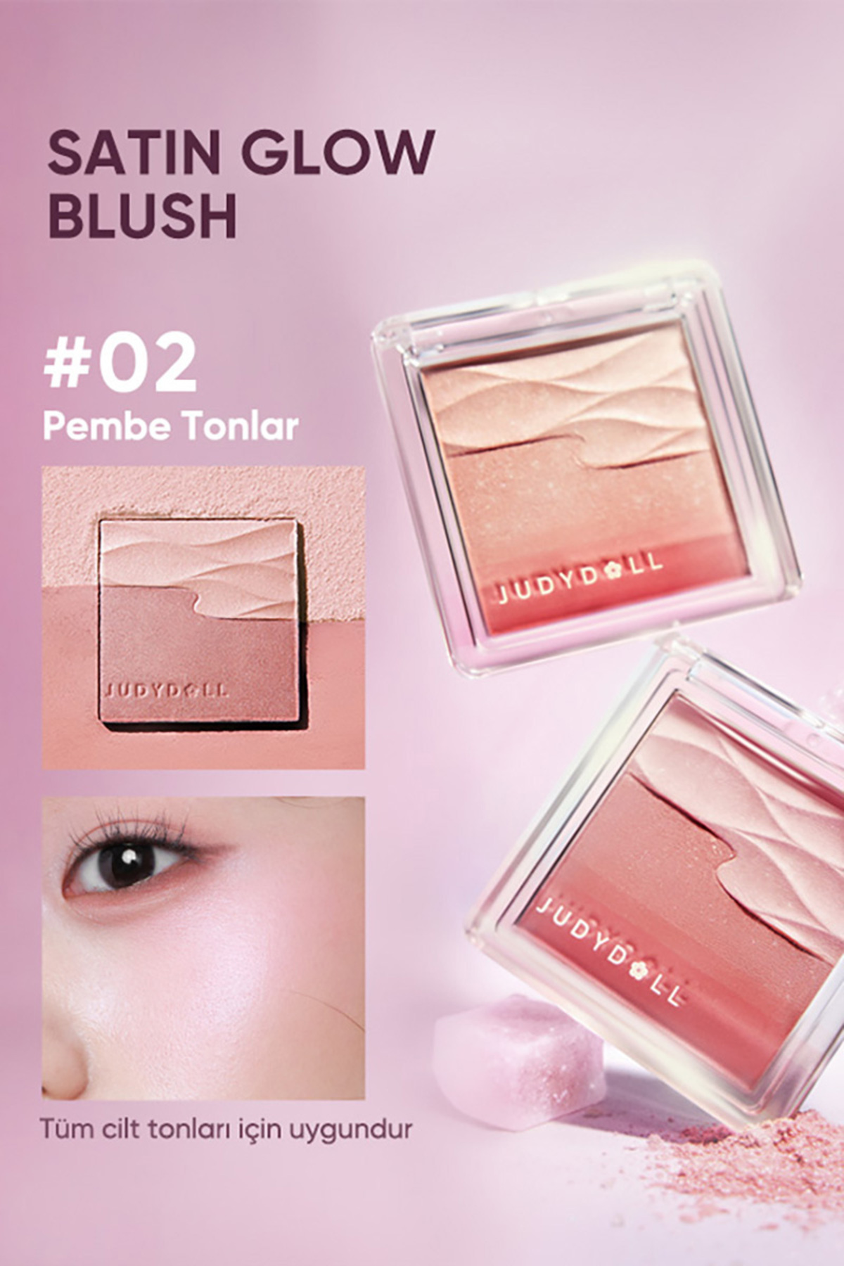 Satin Glow Işıltılı Allık 02 Wavy Pink — صورتی AU2600087 — تصویر 2 از 8