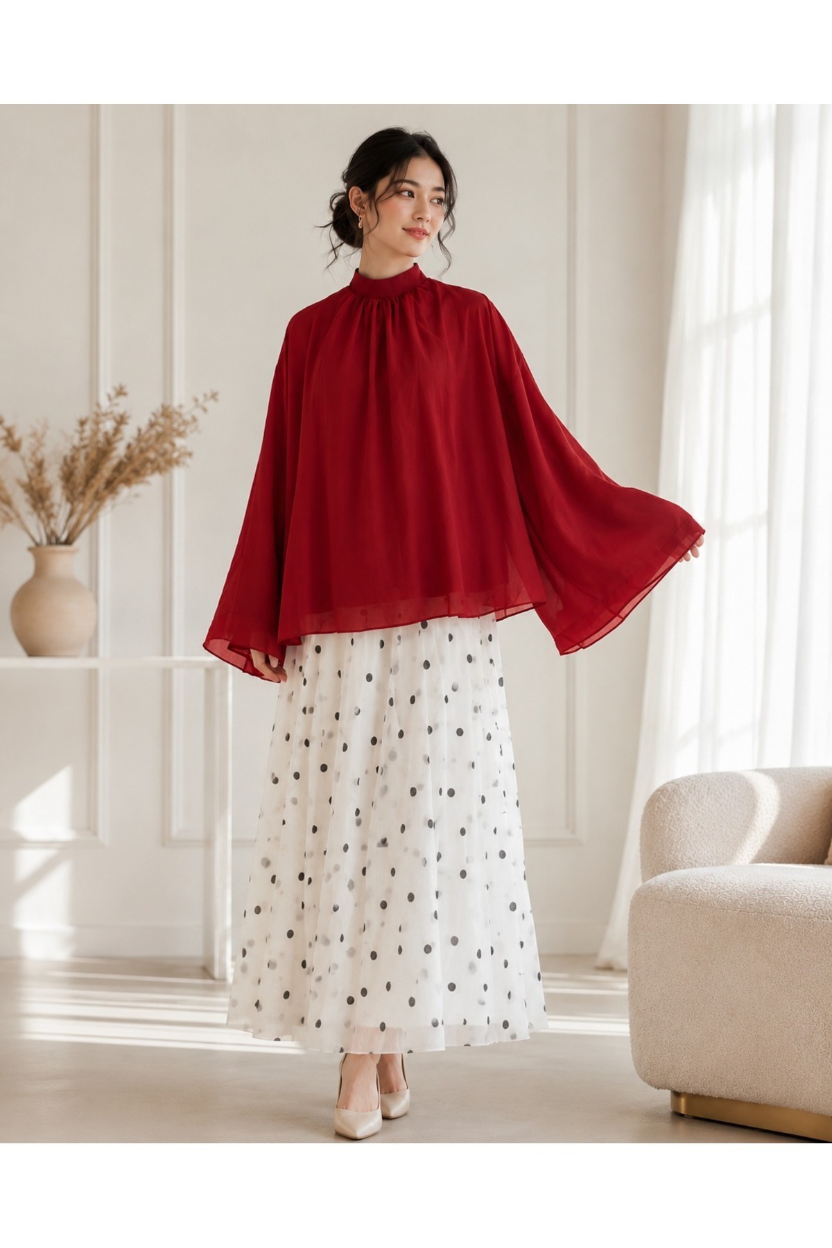 Faya Boutique Kırmızı Şifon Velissa Bluz görsel 2
