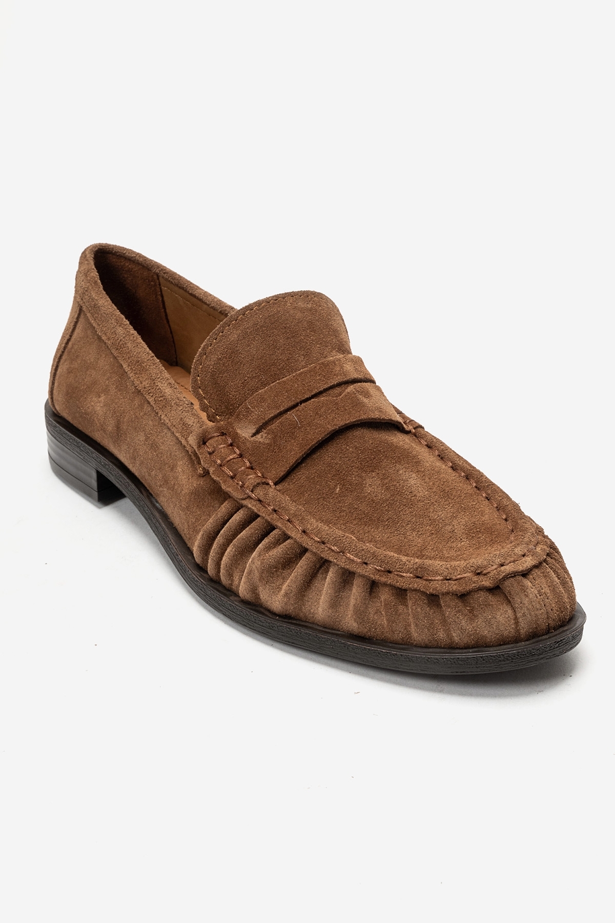 LuviShoes CHEN Toprak Süet Hakiki Deri Kadın Loafer Ayakkabı görsel 5
