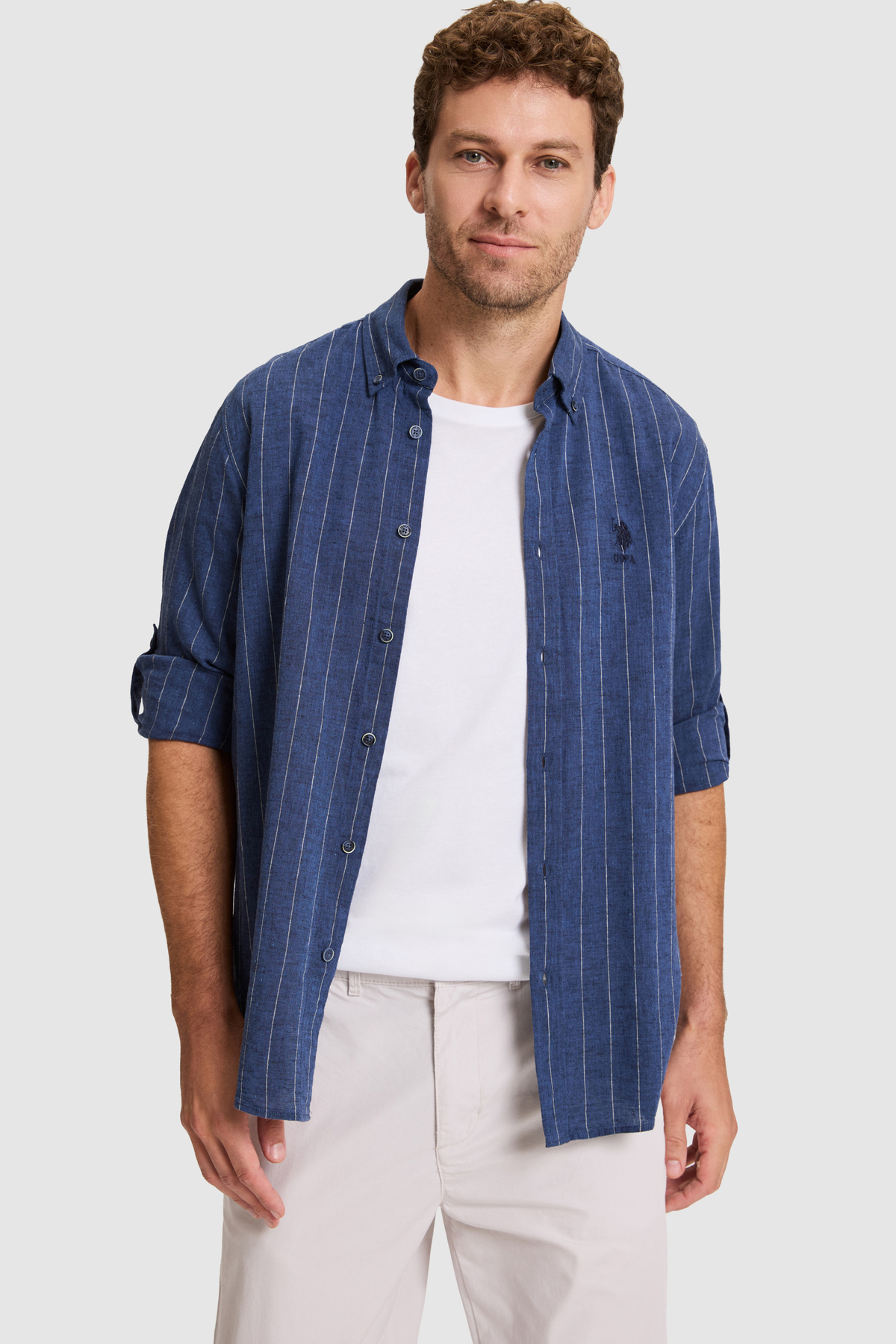 U.S. Polo Assn. Erkek Lacivert Uzun Kollu Gömlek 50320226-VR033 — سرمه‌ای