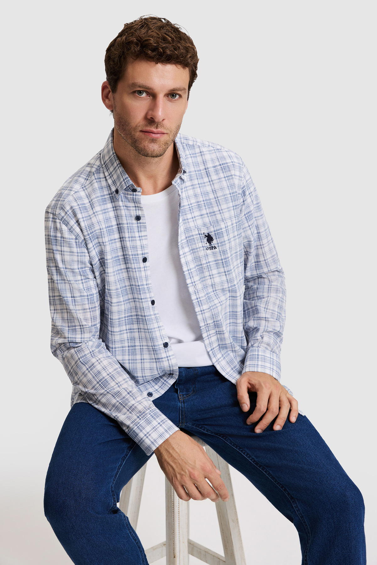 U.S. Polo Assn. Erkek Lacivert Uzun Kollu Gömlek 50321381-VR033 — سرمه‌ای