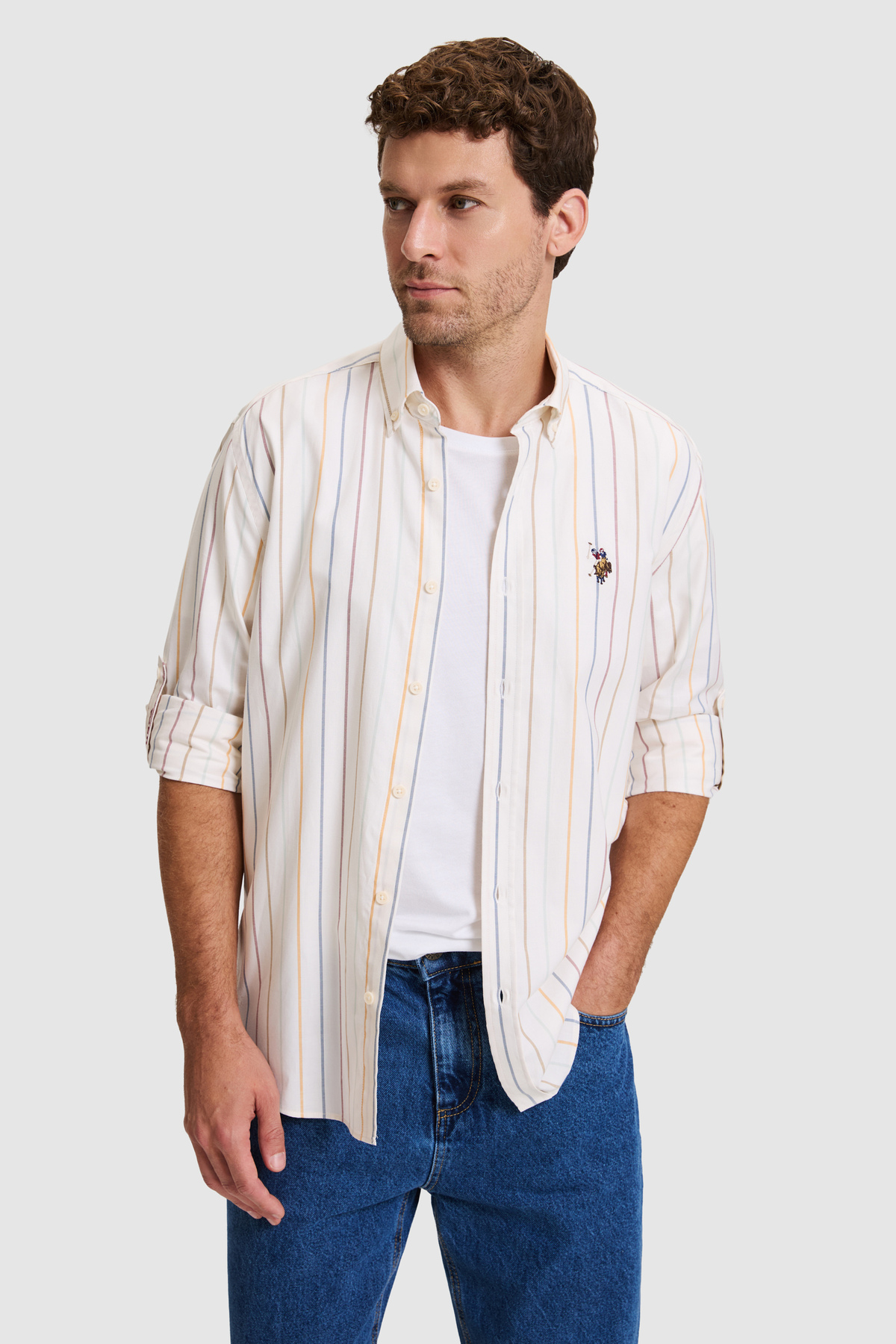U.S. Polo Assn. Erkek Krem Uzun Kollu Gömlek 50320283-VR256 — رنگارنگ