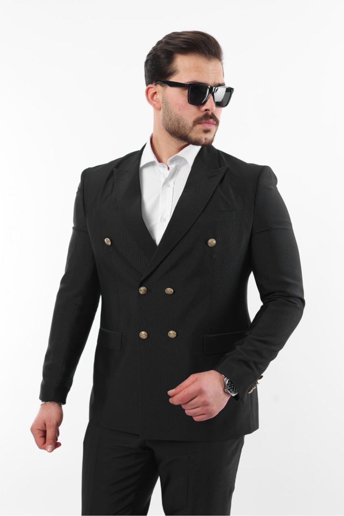 BS BLACK SMOKİN Erkek Kruvaze Düz Takım Elbise görsel 2