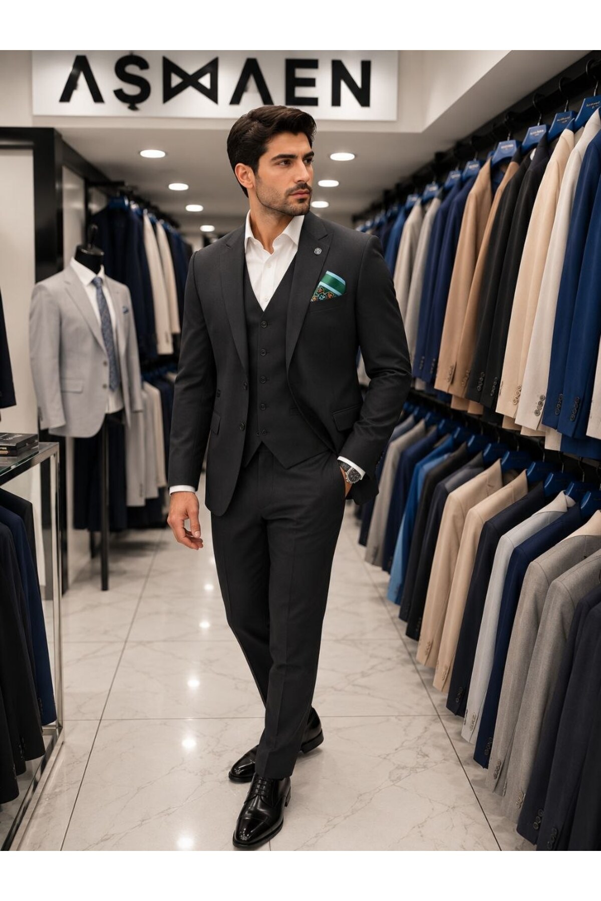 BS BLACK SMOKİN Erkek Regular Fit Yelekli Takım Elbise görsel 2