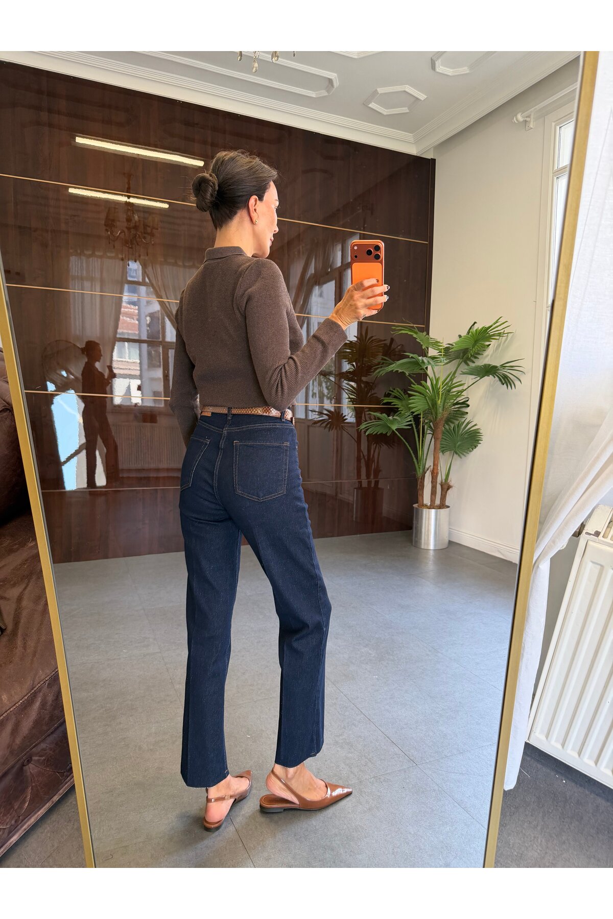 BOLESA GİYİM Lacivert Çizgi Ütü Straight Jean Pantolon görsel 4