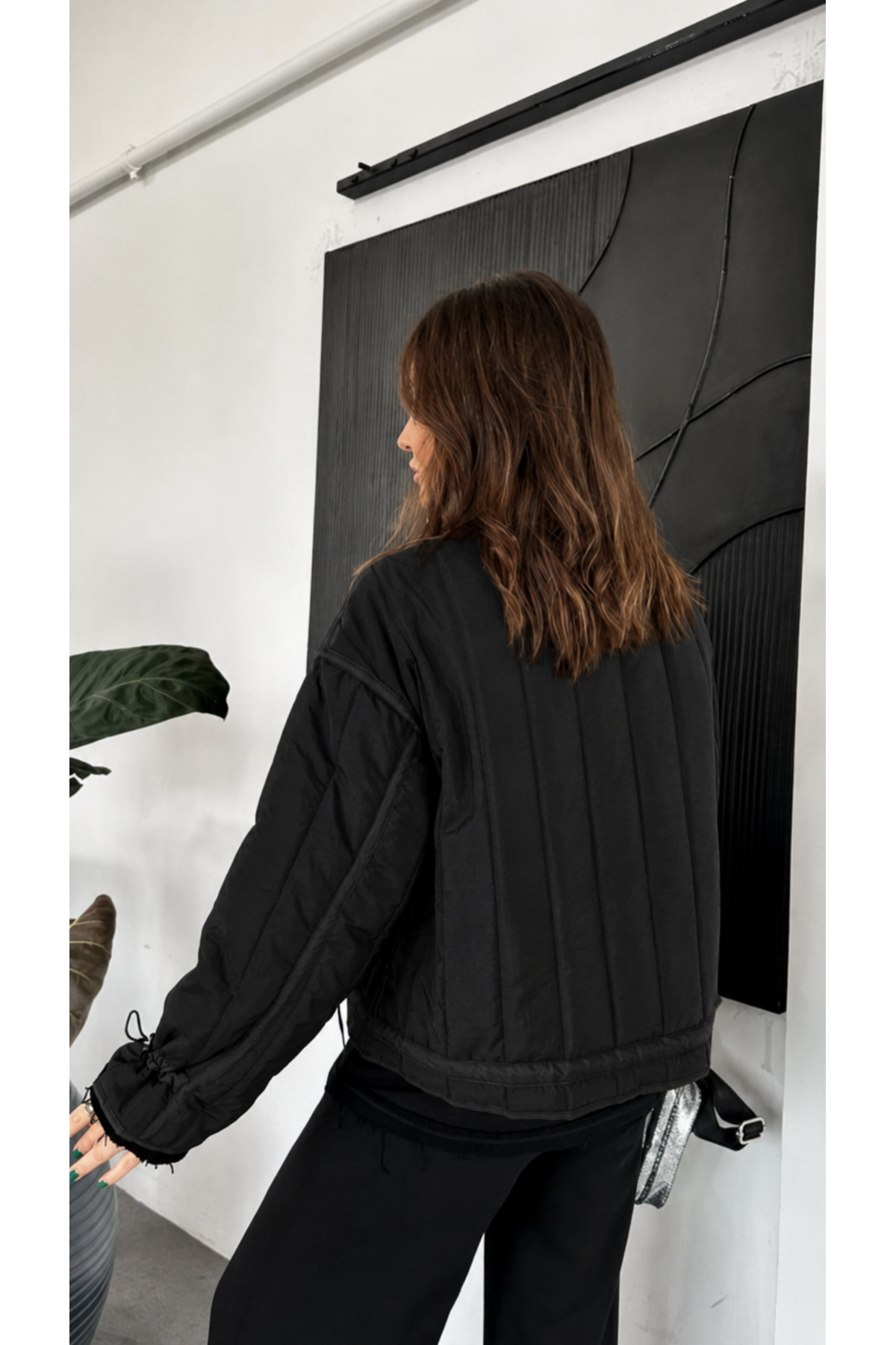 Bella Bloom Boutique Yüksek Yaka Fermuarlı Cepli Rahat Kesim Özel Tasarım Mont görsel 5