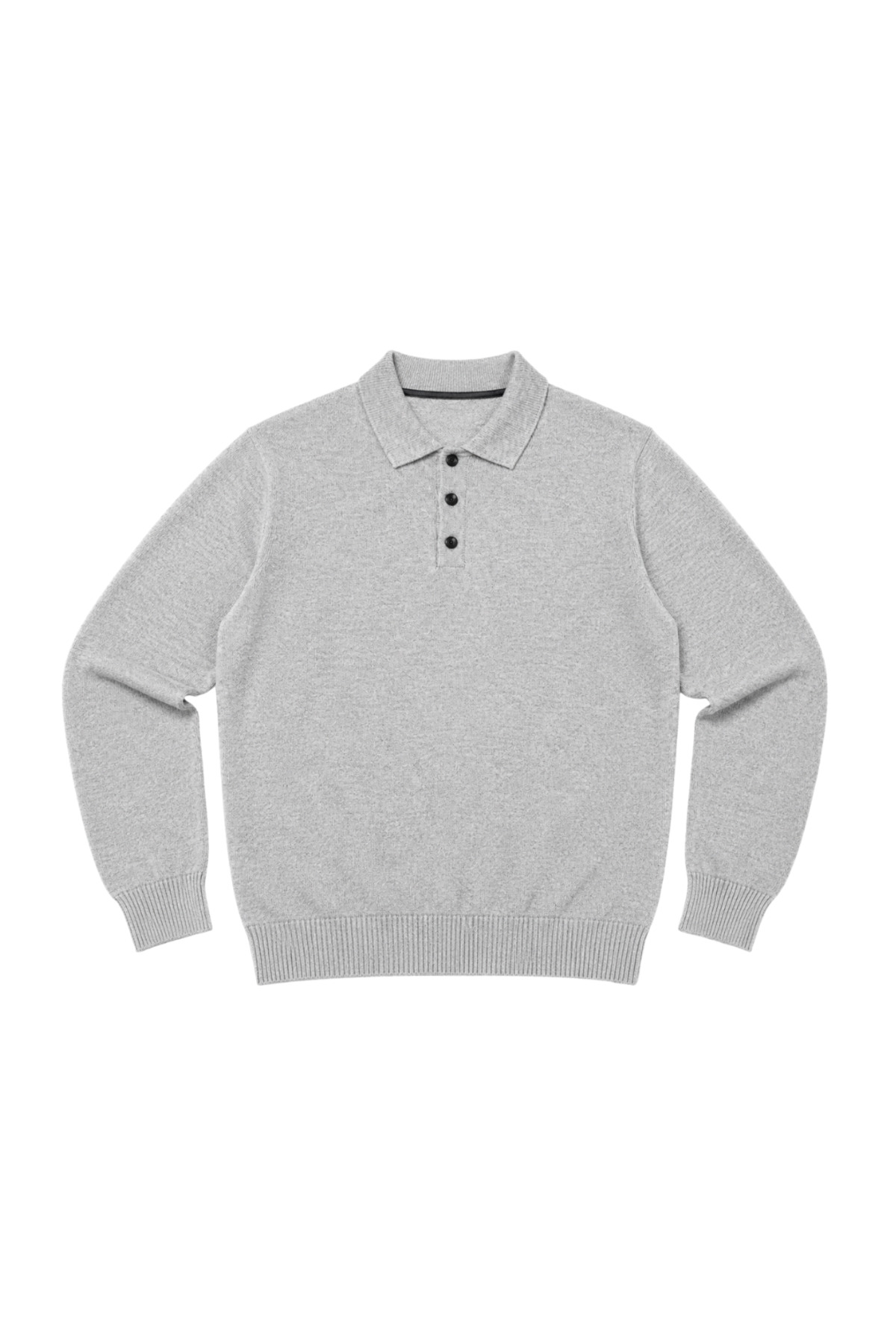 BattalModa Erkek Büyük Beden Gri Düğmeli Polo Yaka Triko Kazak 3XL-4XL-5XL-6XL görsel 4