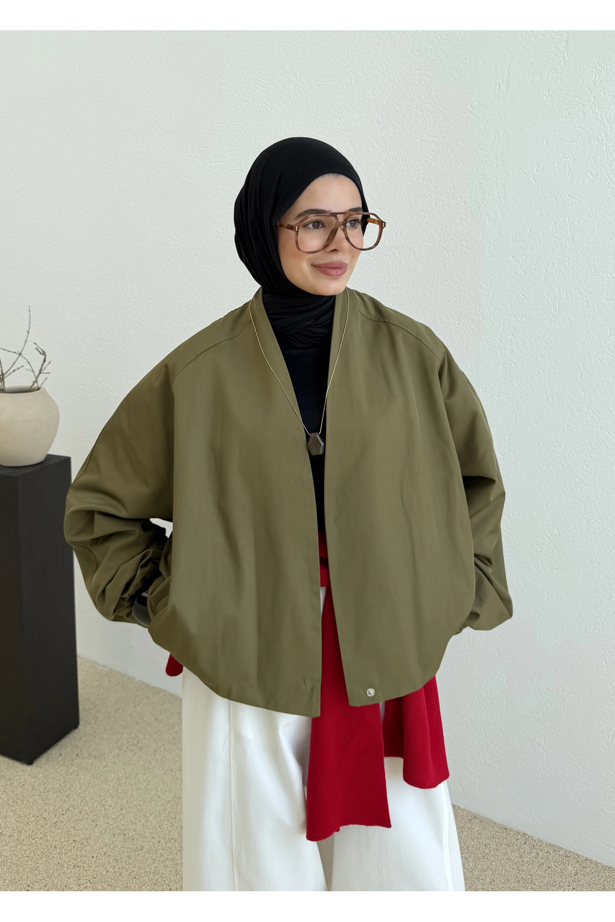 MODA AKSA 7774 SELECTION KRUVAZE BOMBER CEKET YEŞİL görsel 5