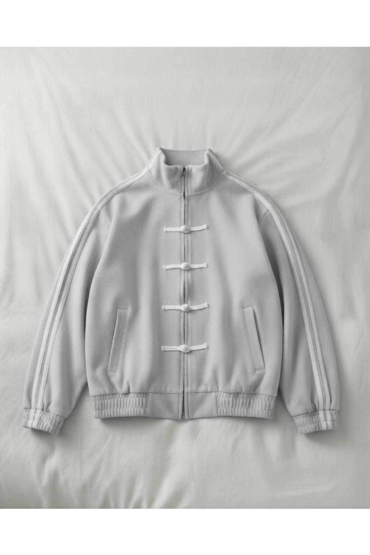Touz Moda Çift Çizgili Oversize China Unisex Ceket