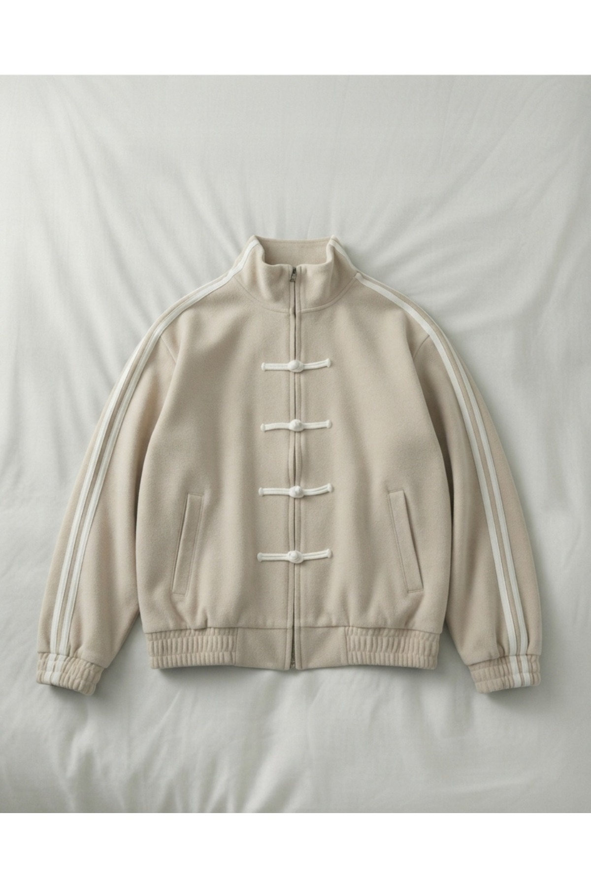 Touz Moda Çift Çizgili Oversize China Unisex Ceket