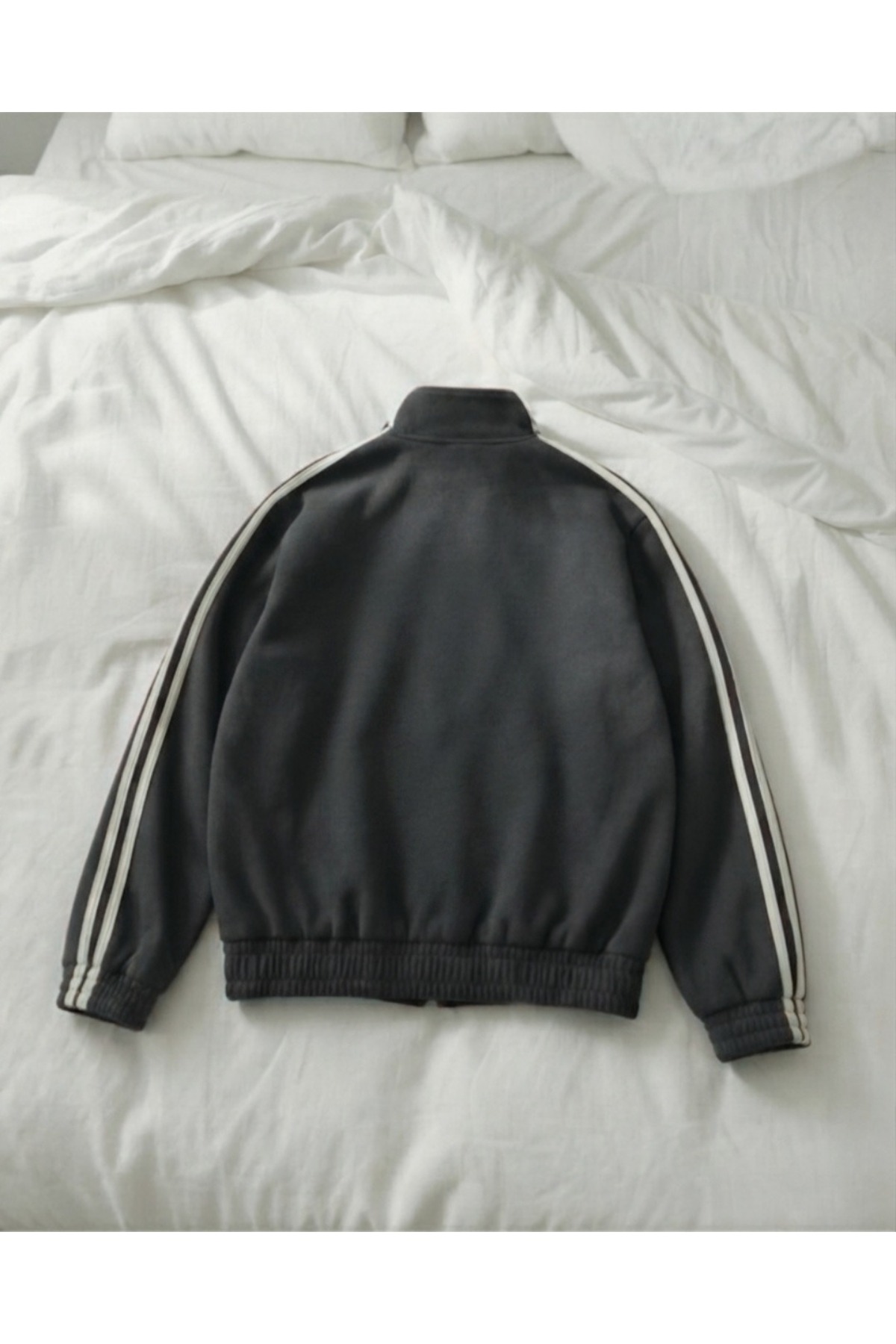 Touz Moda Çift Çizgili Oversize China Unisex Ceket görsel 2
