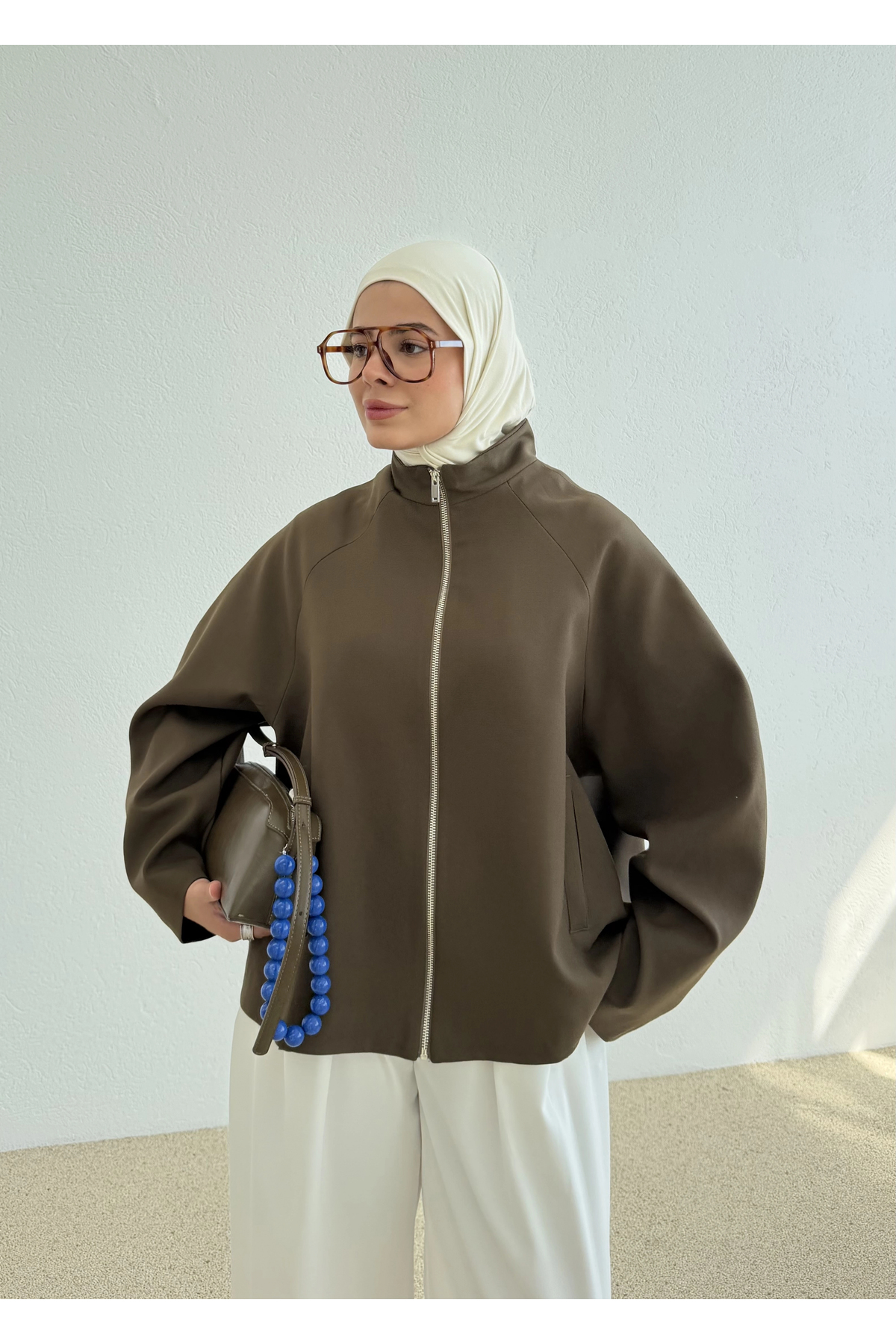 MODA AKSA 2121 SELECTİON FERMUARLI BOMBER CEKET KOYU HAKİ görsel 2