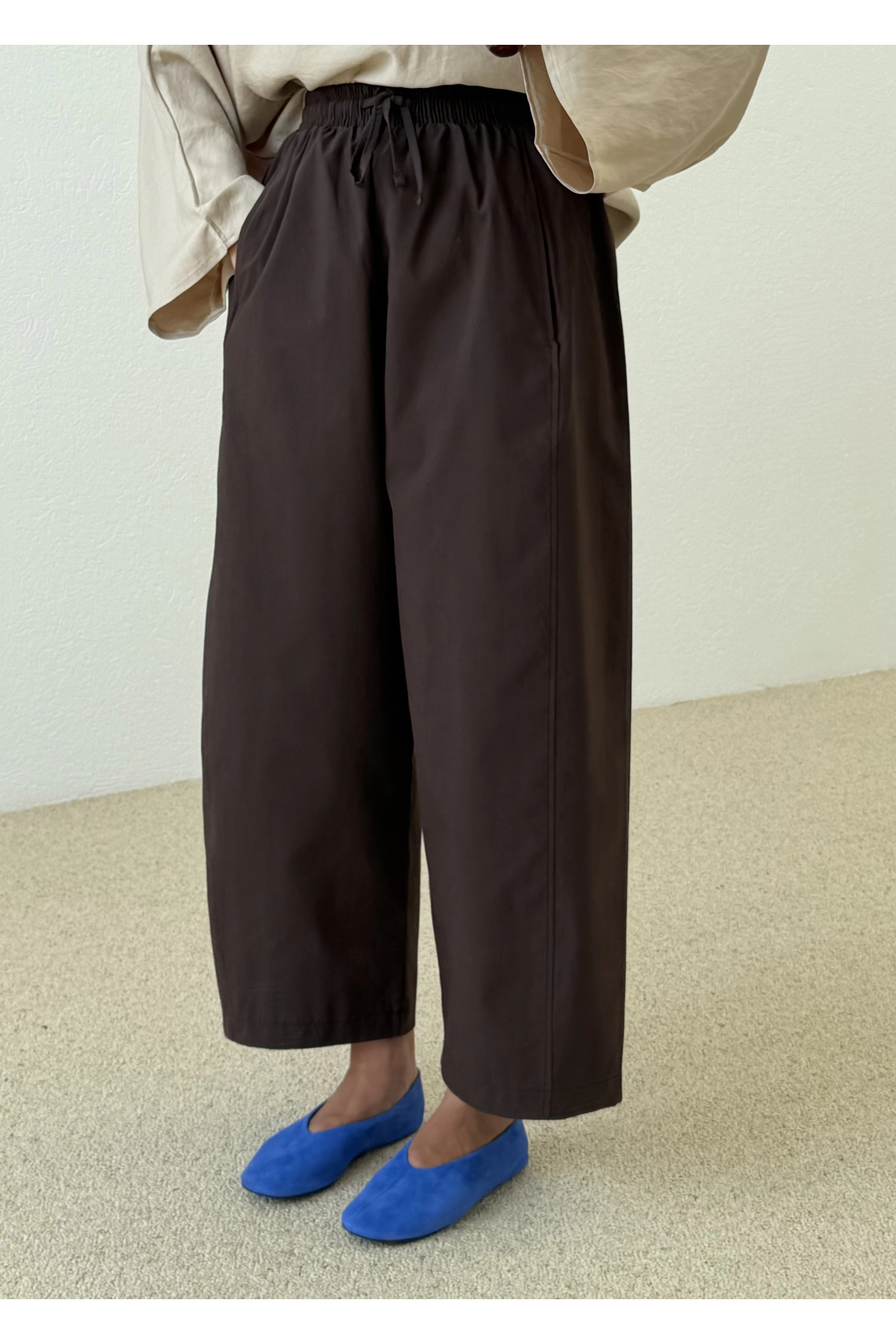 MODA AKSA Chino Dikişli Palon Pantolon Kahve görsel 2