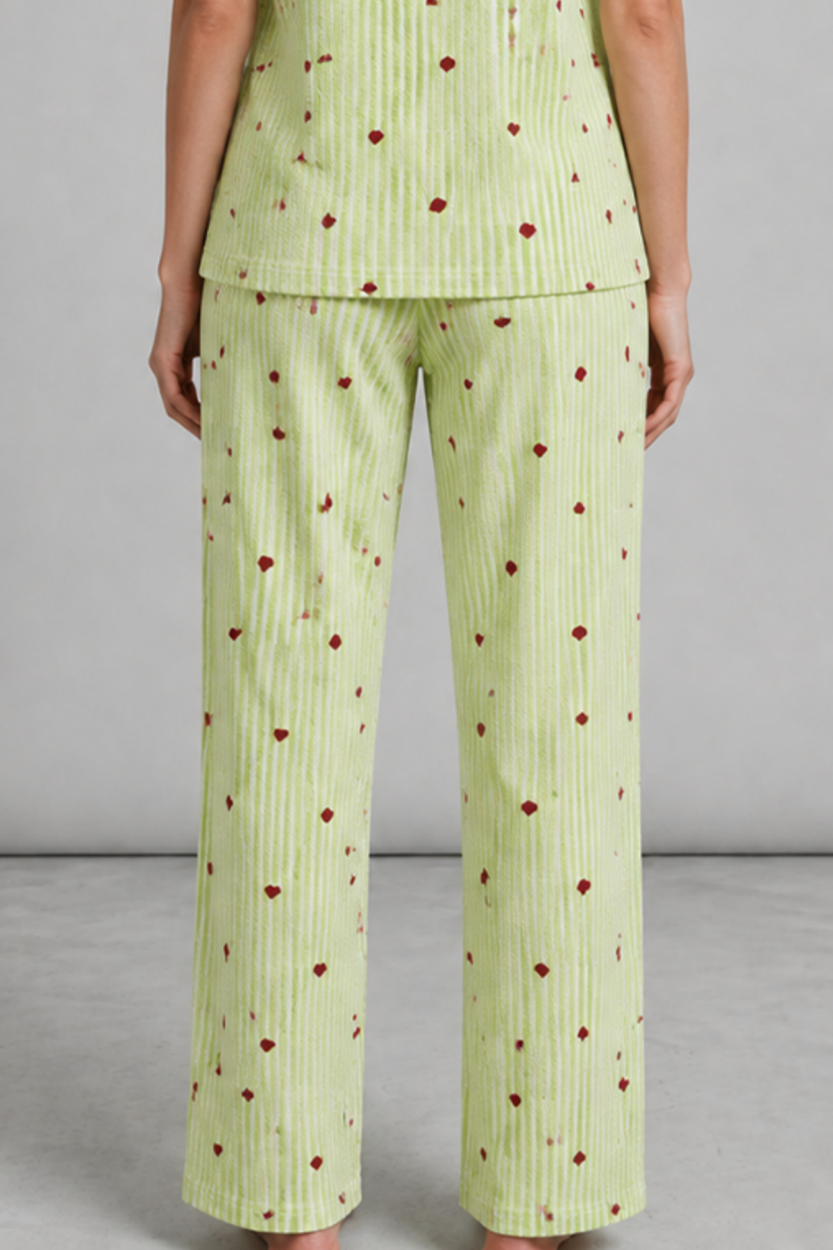 FİT WOMEN Kadın Kısa Kollu Rahat Yeşil Pijama Takımı 4732 görsel 6