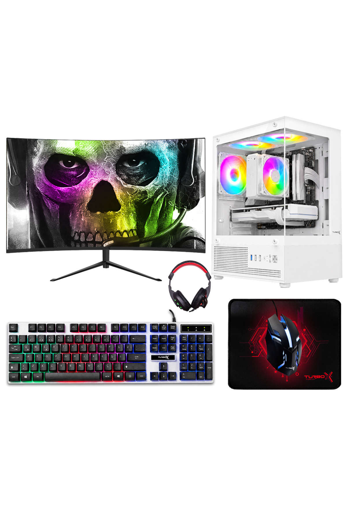 TURBOX Tx9599 Ryzen 5 5500 16GB Ram 512GB NVMe 8GB RX580 23.8 Curved Oyuncu Masaüstü Oyun Oem Paket