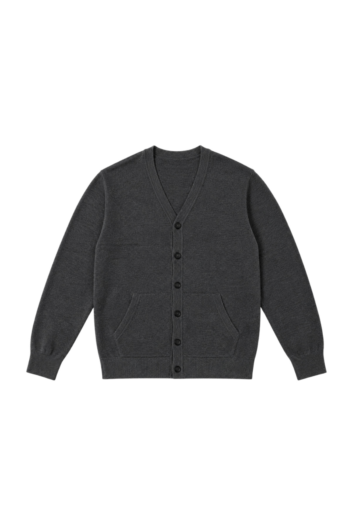 BattalModa Erkek Büyük Beden Antrasit Cepli Düğmeli Triko Hırka 3XL-4XL-5XL-6XL görsel 4