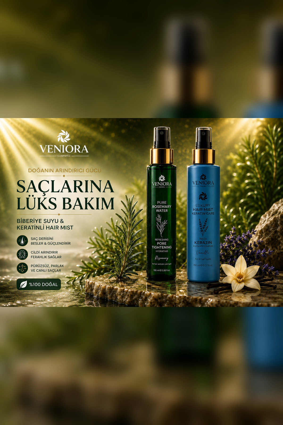 Biberiye Suyu & Keratin Hair Mist Saç Bakım Seti 100 ml + 150 ml — BBRY-HAIR-SET — تصویر 2 از 4