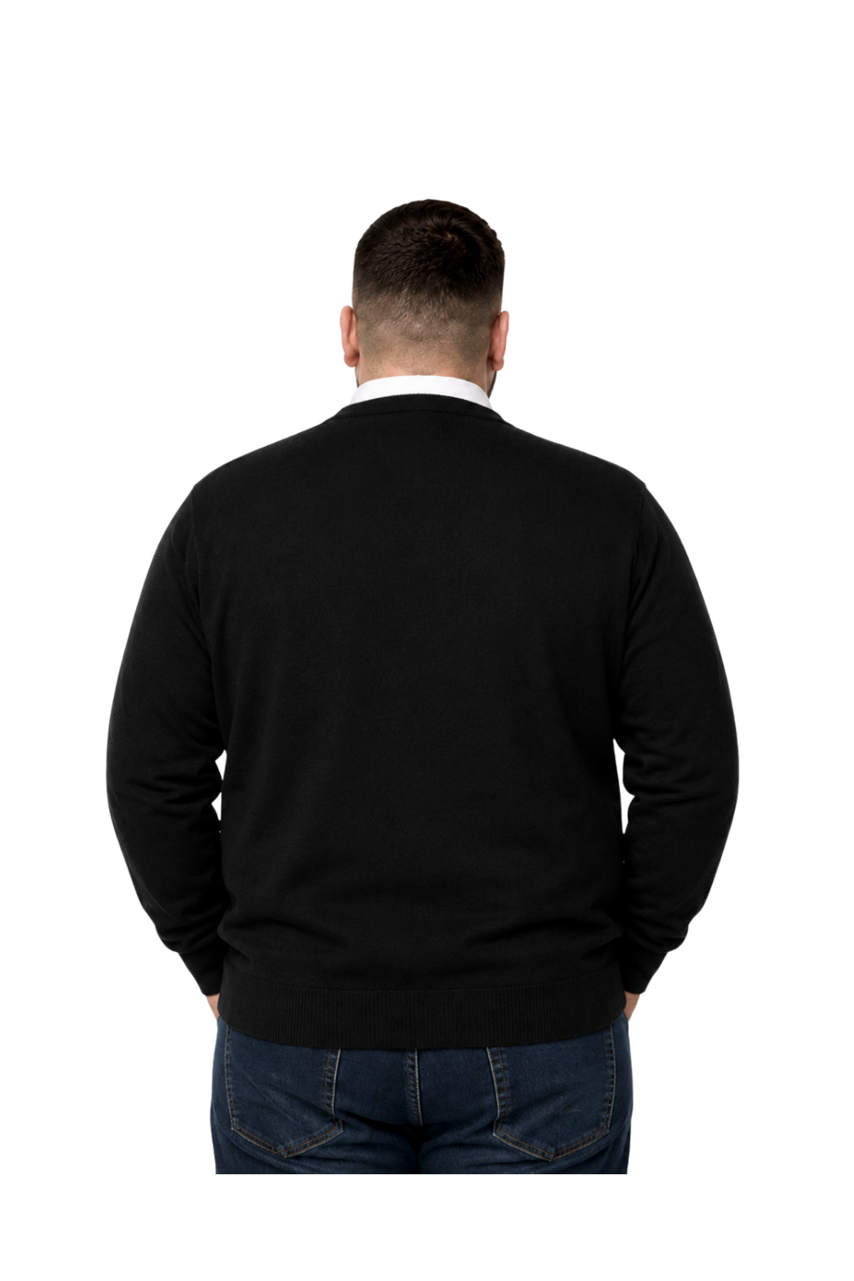 BattalModa Erkek Büyük Beden Siyah Cepli Düğmeli Triko Hırka 3XL-4XL-5XL-6XL görsel 3