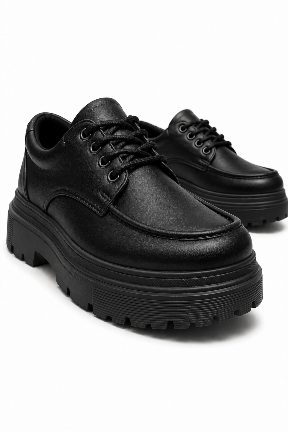 Lucy Shoes YG-13 Erkek Casual Bağcıklı Yüksek Taban Cilt Klasik Ayakkabı CST - Siyah görsel 4