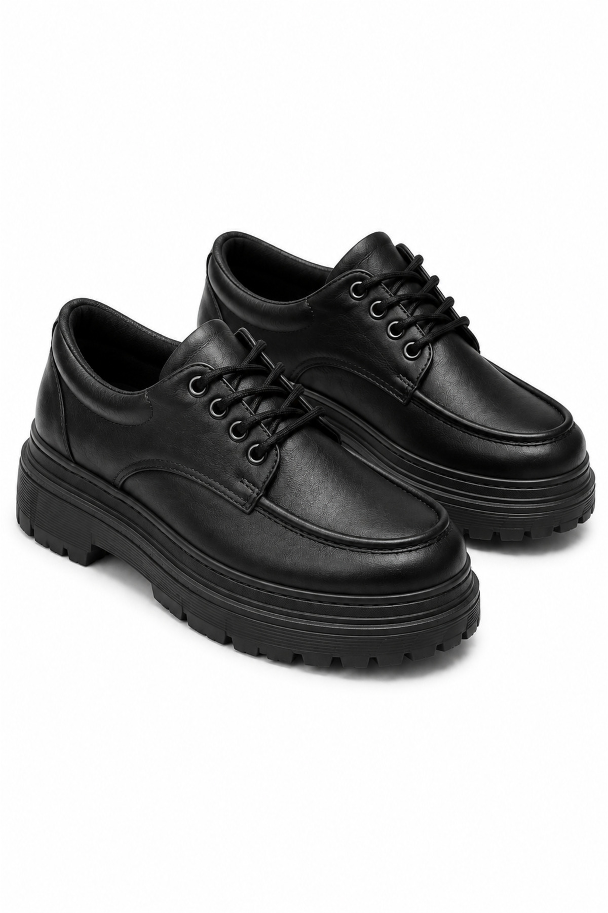 Lucy Shoes YG-13 Erkek Casual Bağcıklı Yüksek Taban Cilt Klasik Ayakkabı CST - Siyah