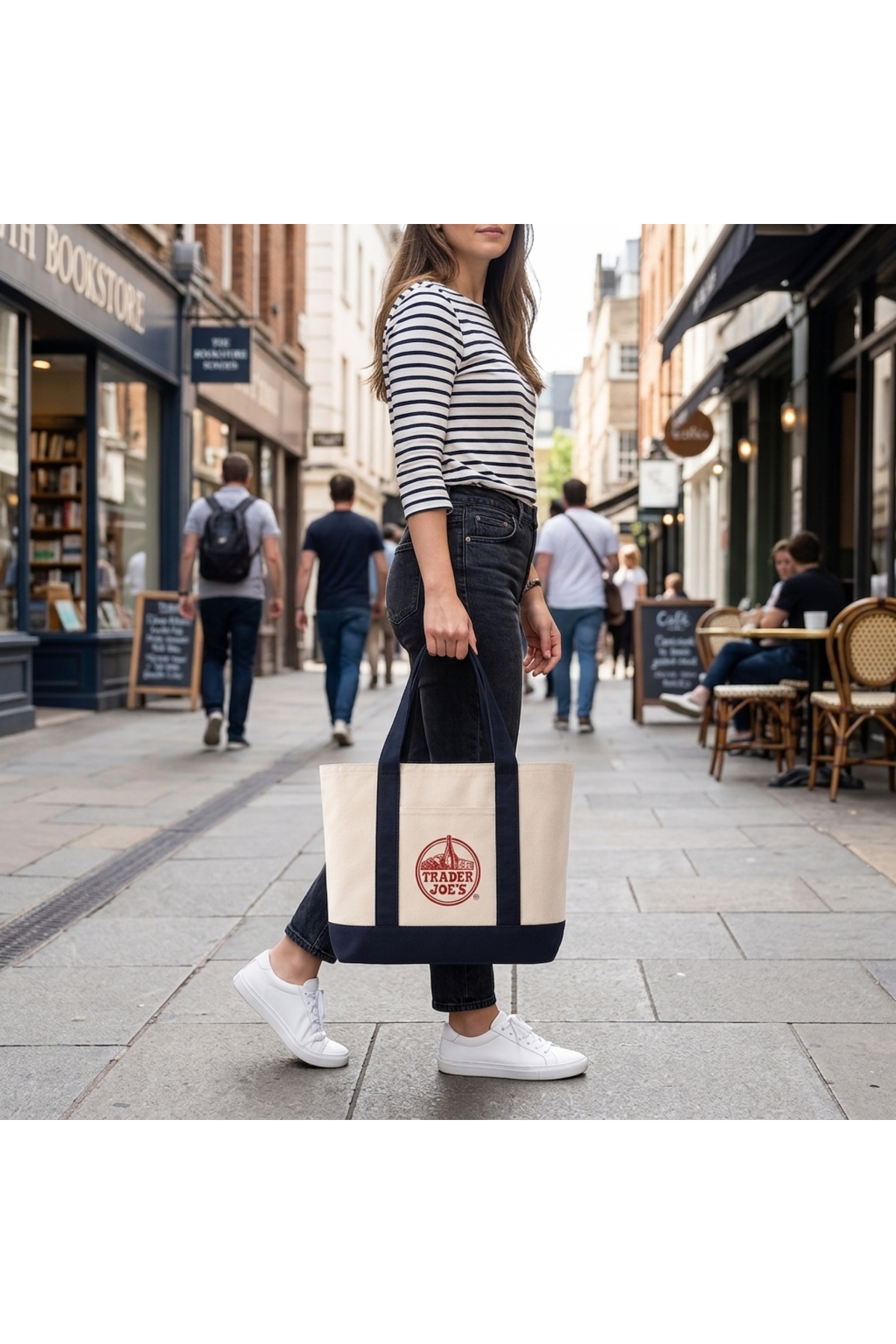 Trader Joes Trader Joe's Kanvas Lacivert Tote Çanta görsel 2