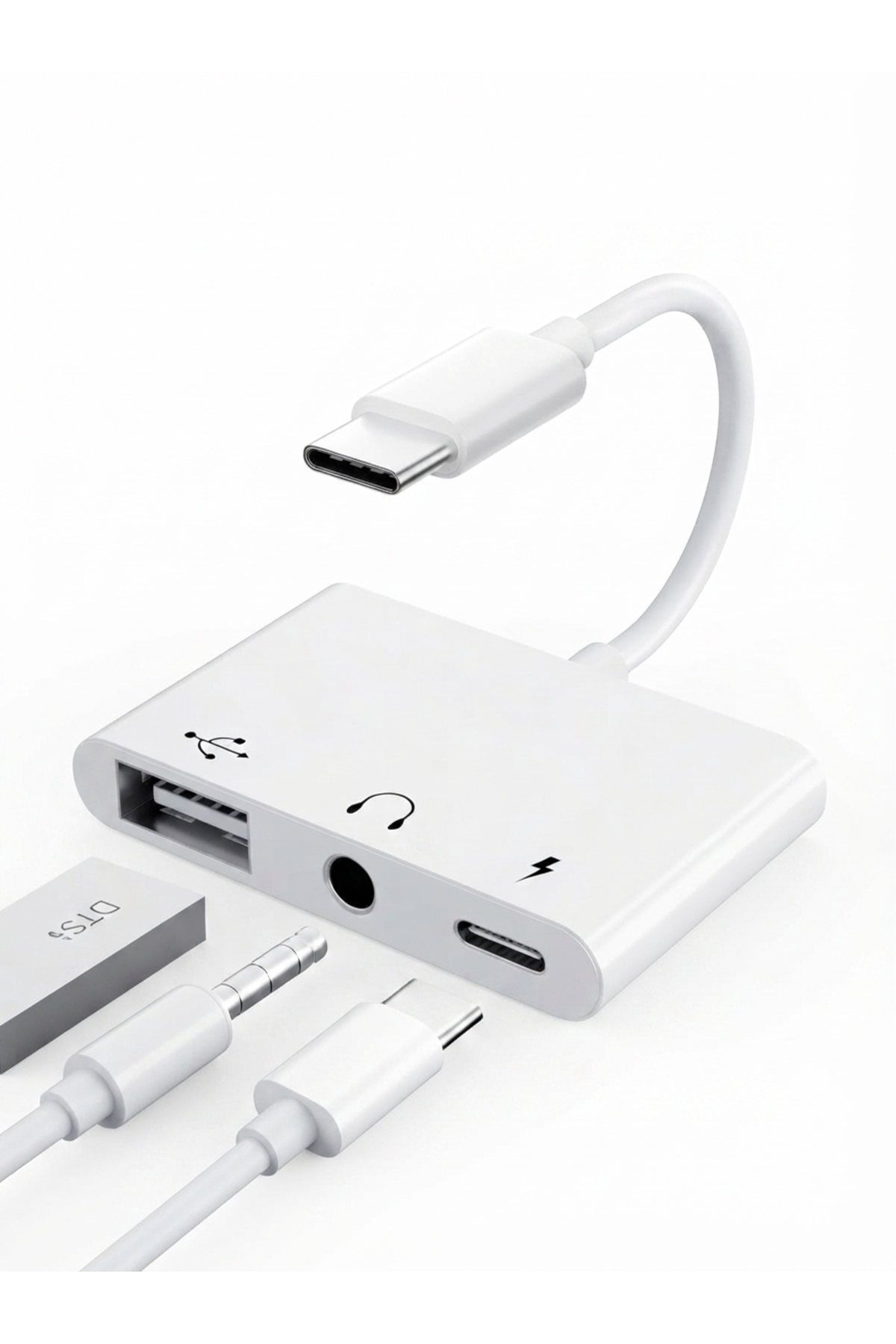 iPad/iPhone 15/15 Plus/15 Pro/15 Pro Max/16 Plus/16 Pro/16 Pro Max/17 Air/17 Pro/17 Pro Max/18 Duo/18 Pro/18 Pro Max Uyumlu Type-C To USB Type-C 3.5mm Jack Çevirici Kulaklık/Şarj/OTG Dönüştürücü