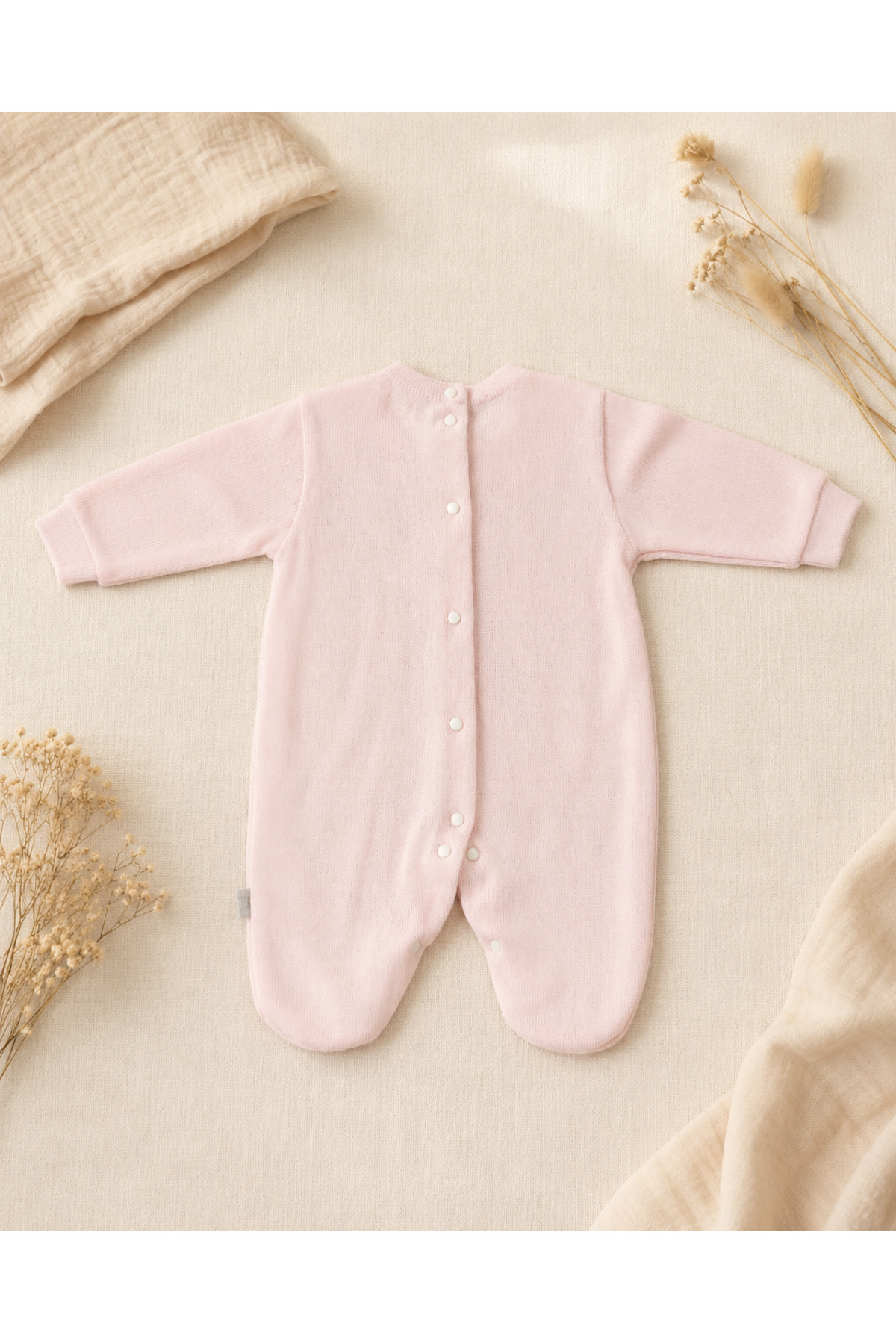 Nakışlı Bebe Yakalı Triko Bebek Tulum