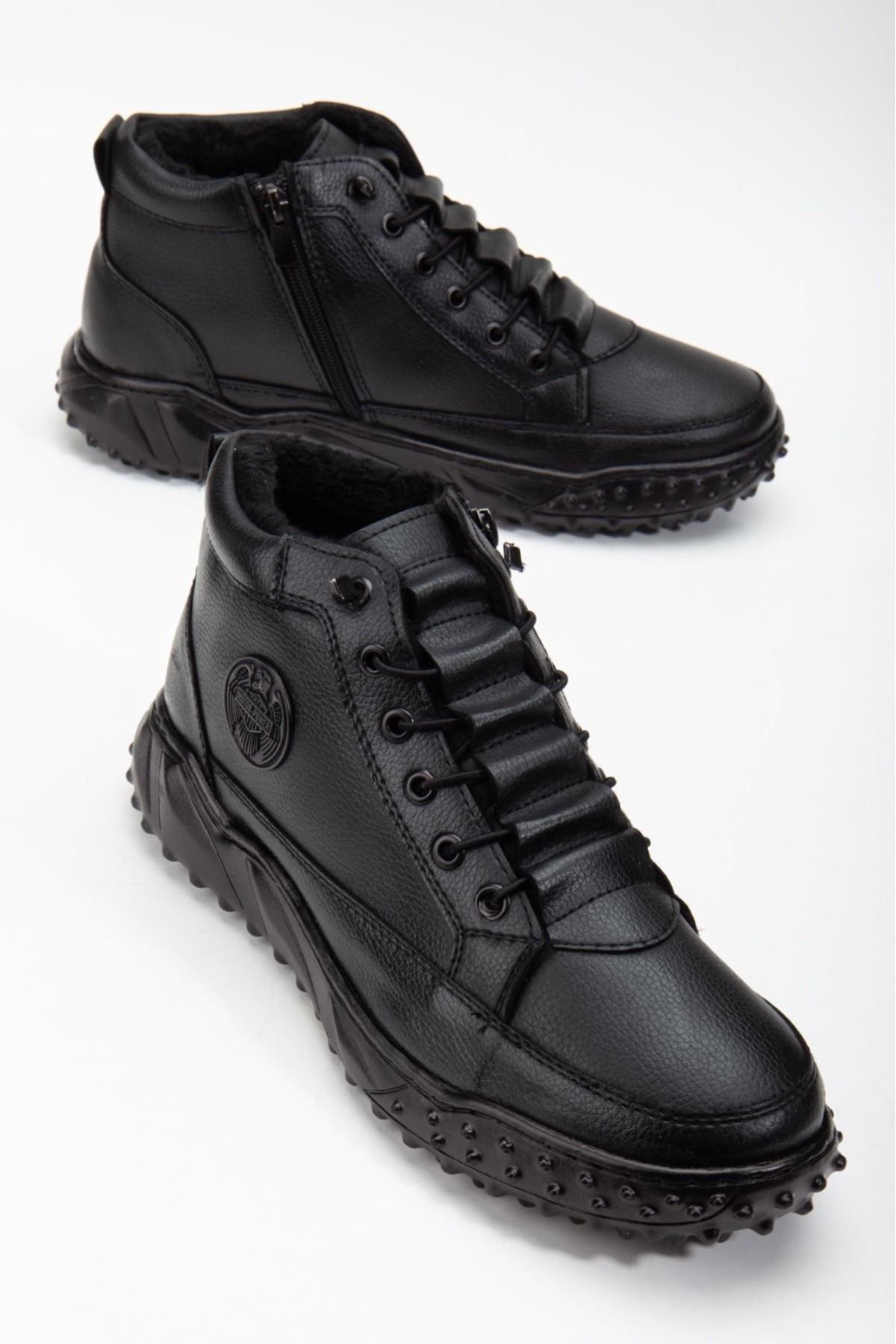 MY GROSS SHOES Siyah Su&Soğuha Dayanıklı Garantili Kaymaz Taban Akıllı Bağcıklı Fermuarlı Kışlık Erkek Bot