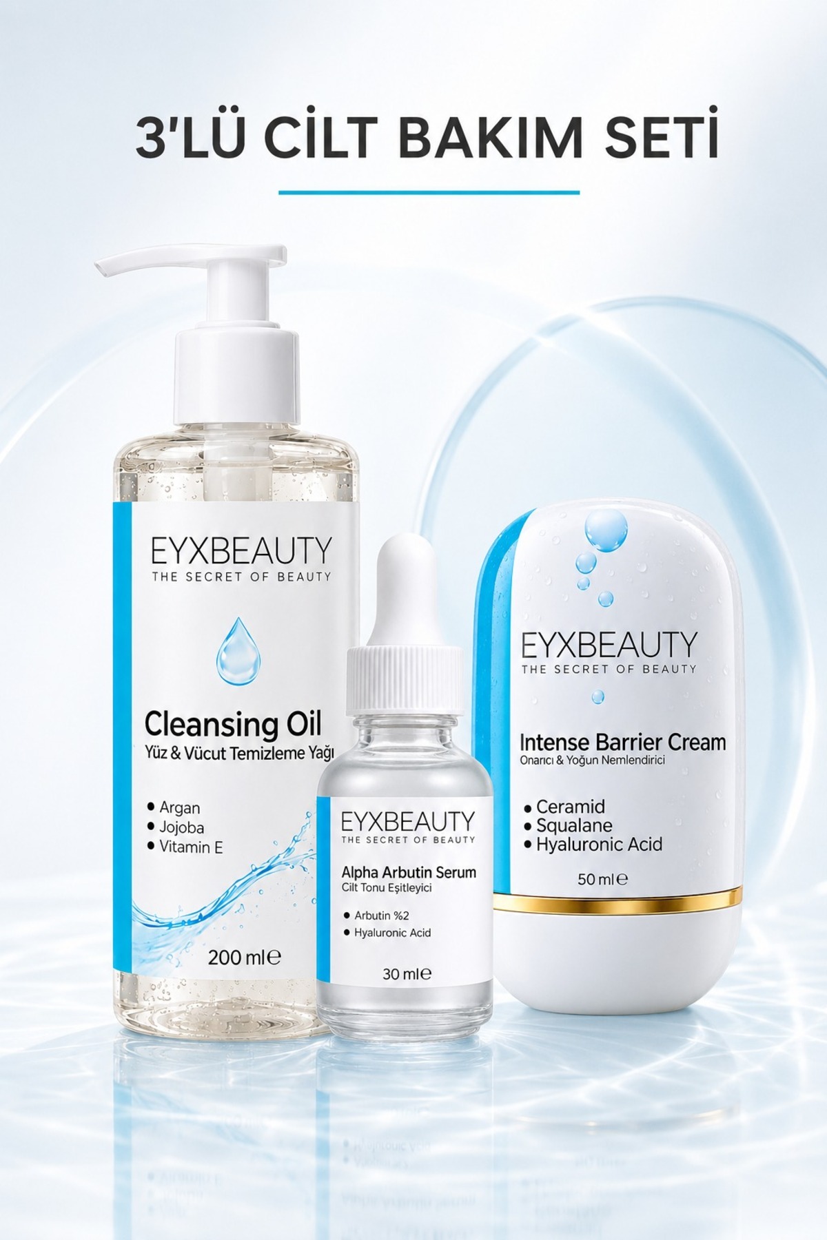 EYXBEAUTY ست مراقبت از پوست ۳ تکه - روغن پاککننده، سرم آلفا آربوتین و کرم ترمیمکننده قوی - EYXBEAUTY17