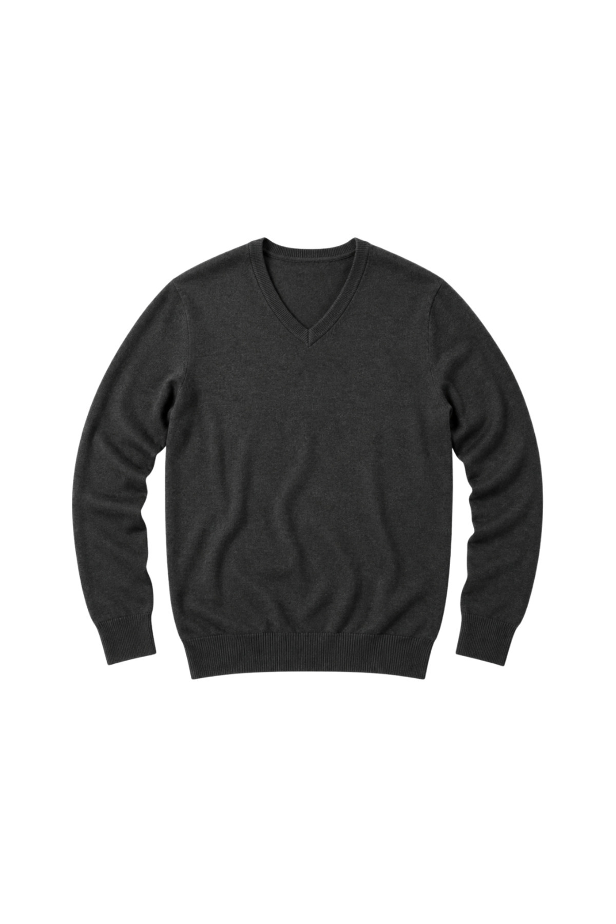 BattalModa Erkek Büyük Beden Antrasit V Yaka Pamuklu Kazak 3XL-4XL-5XL-6XL görsel 4