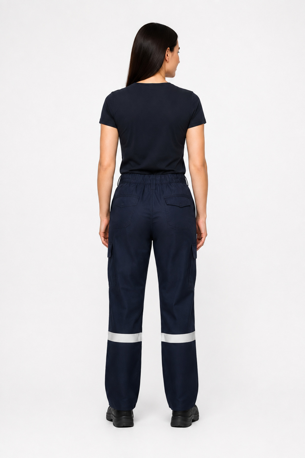 Unisex Lacivert Reflektör Şeritli Çok Cepli Kargo İş Pantolonu Lacivert · Fotoğraf 8