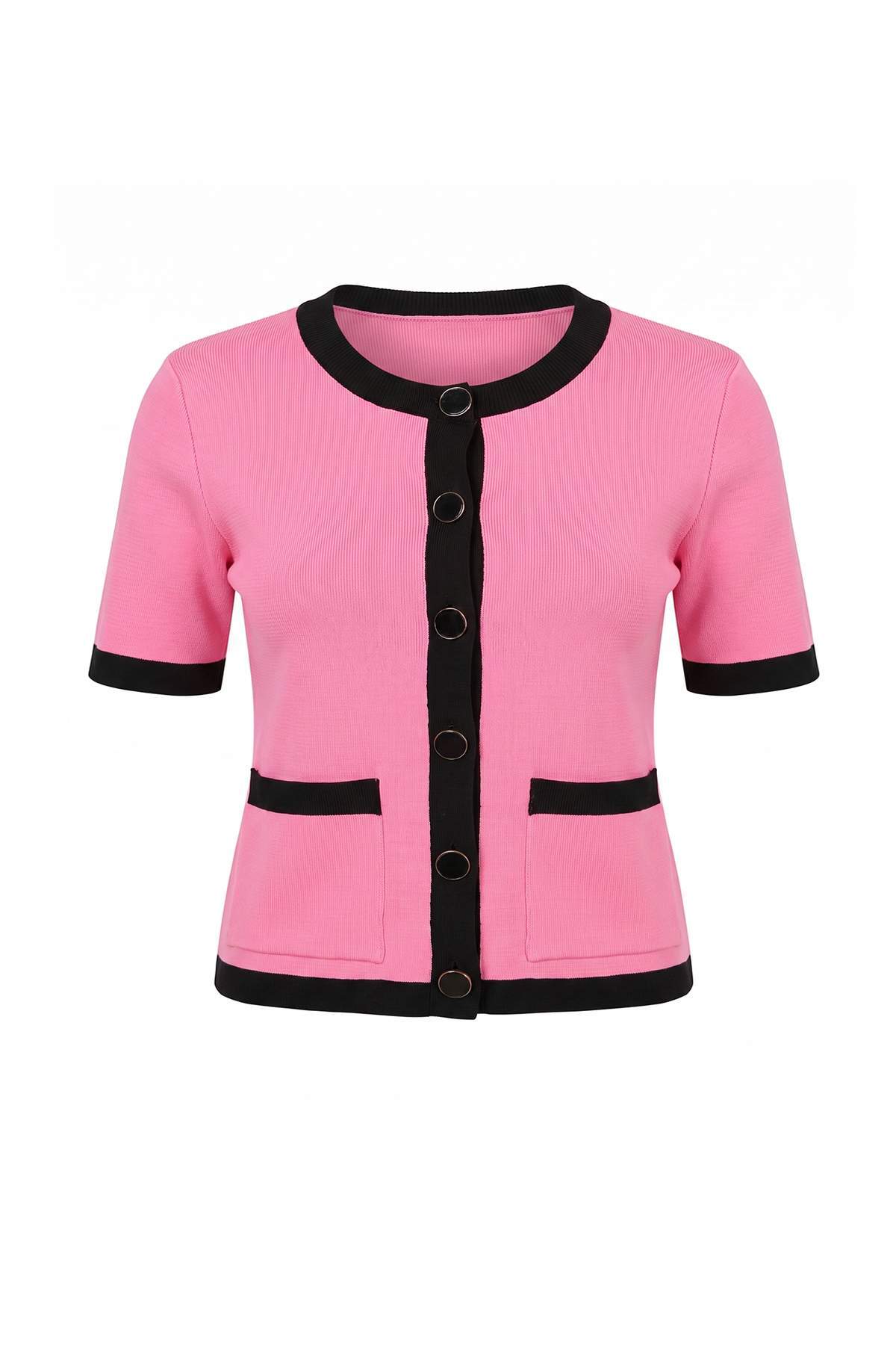 Trendyolmilla Pembe Kısa Kollu Crop Bluz TWOAW27BZ00251