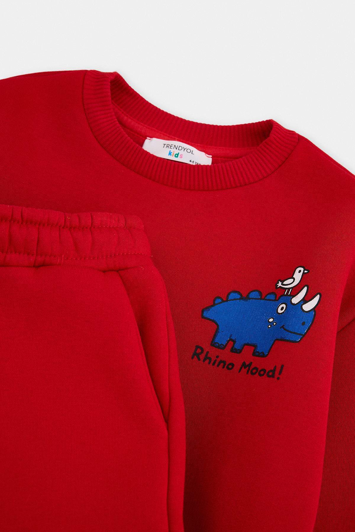 trendyolkids-boys-red-graphic-long-oversize-t