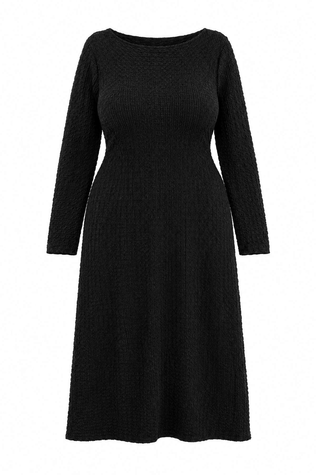 Trendyolmilla Curve Siyah Örme Büyük Beden Elbise TBBAW27AH00061